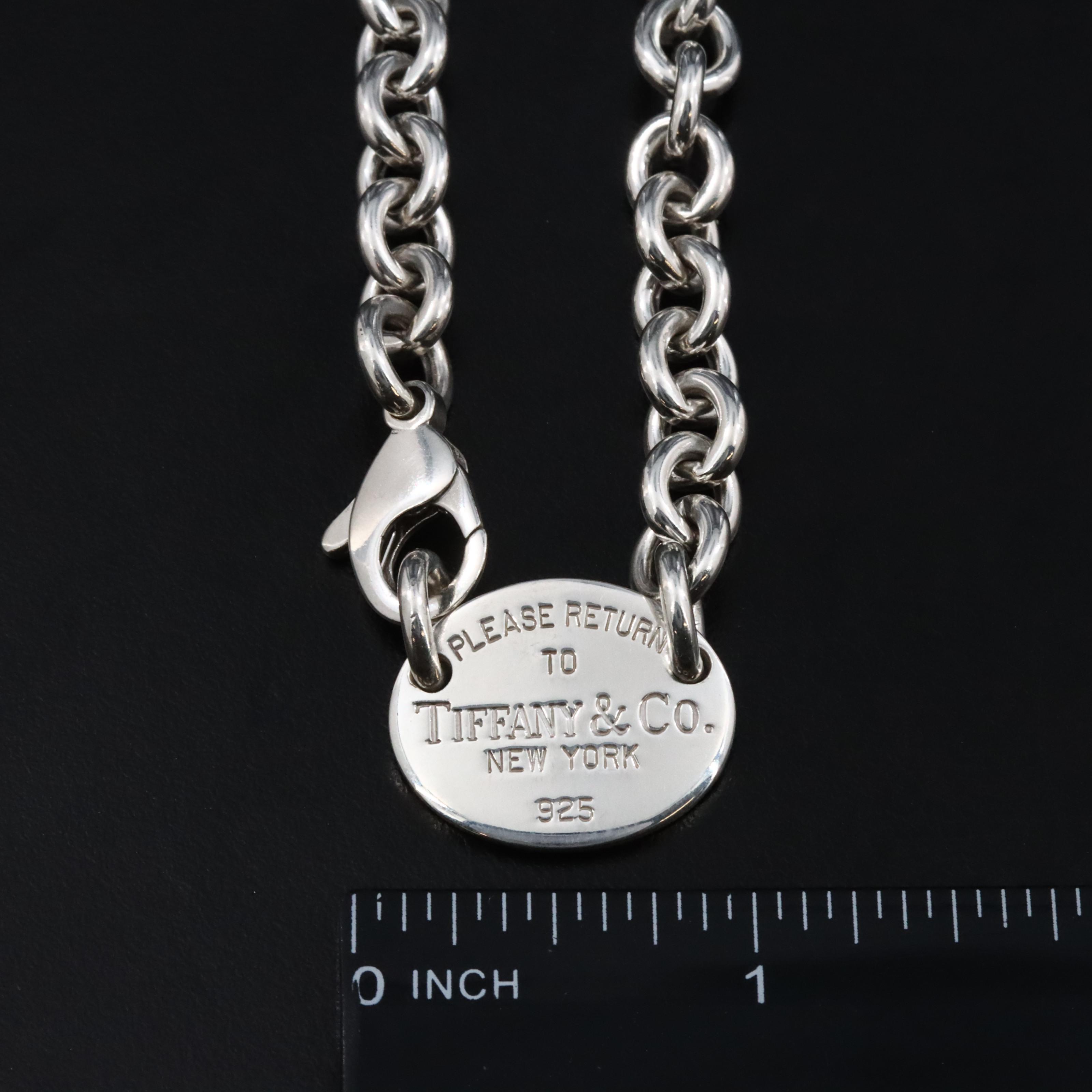 Tiffany & Co. Return to Tiffany Sterling Oval Tag Collar Necklace