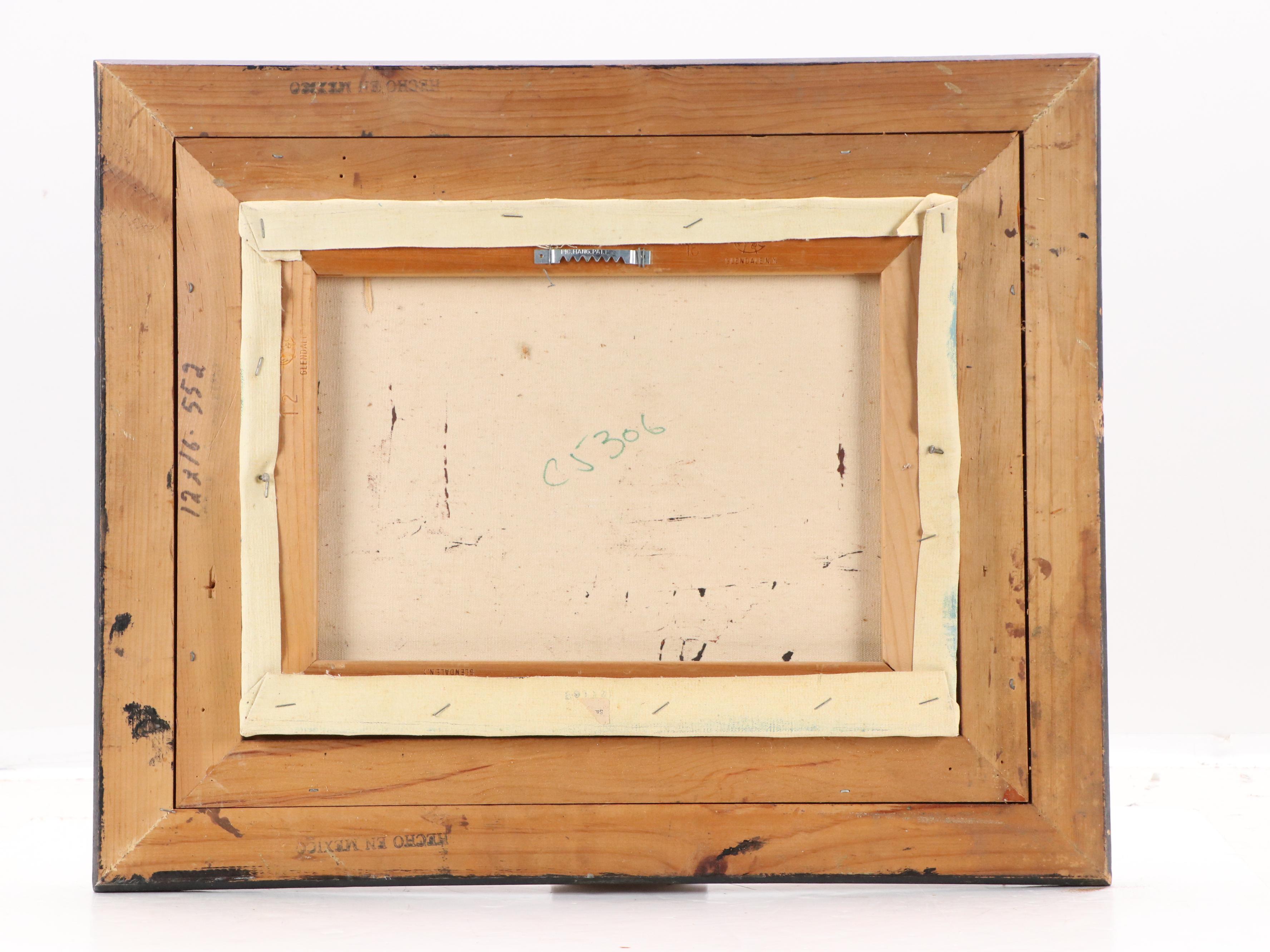 Oil Painting of East Asian Harbor Scene, Mid-20th Century