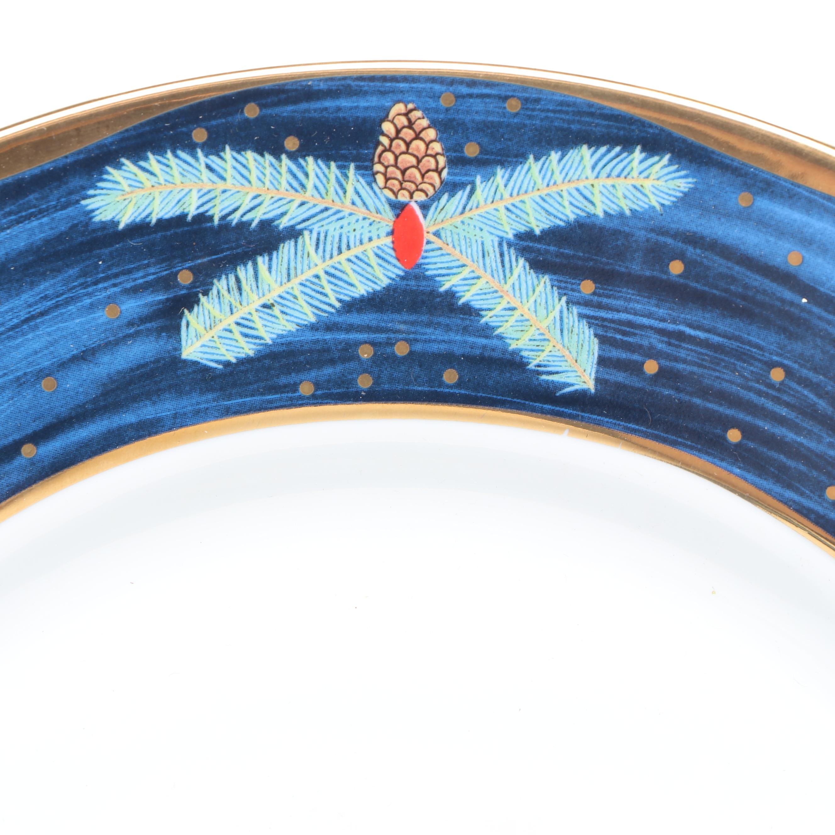 Lynn Chase "Sylvan Nocturne" 24K Gold Decorated Porcelain Mugs and Plates