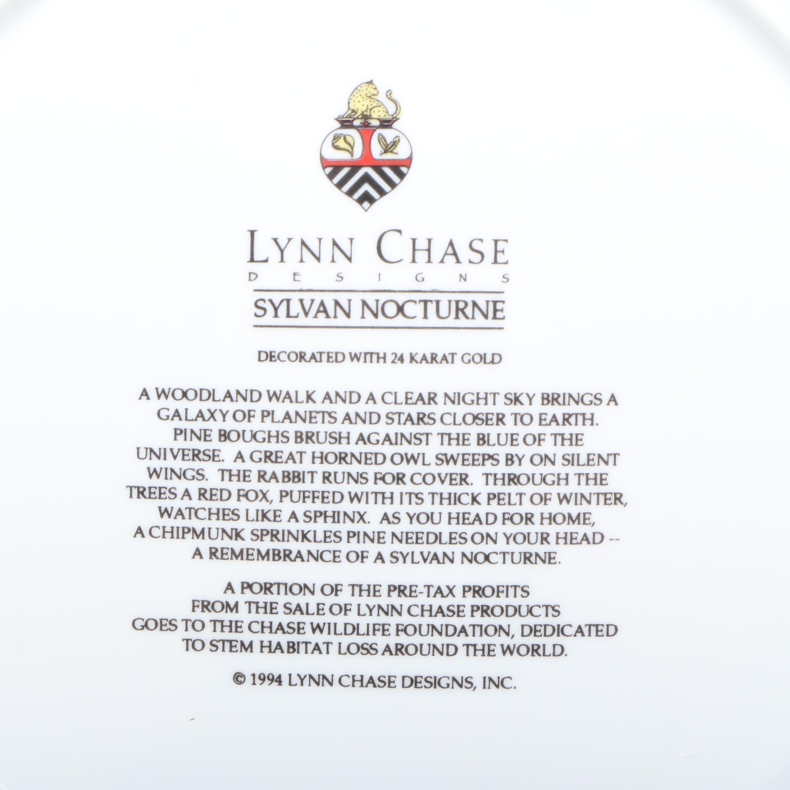 Lynn Chase "Sylvan Nocturne" 24K Gold Decorated Porcelain Mugs and Plates