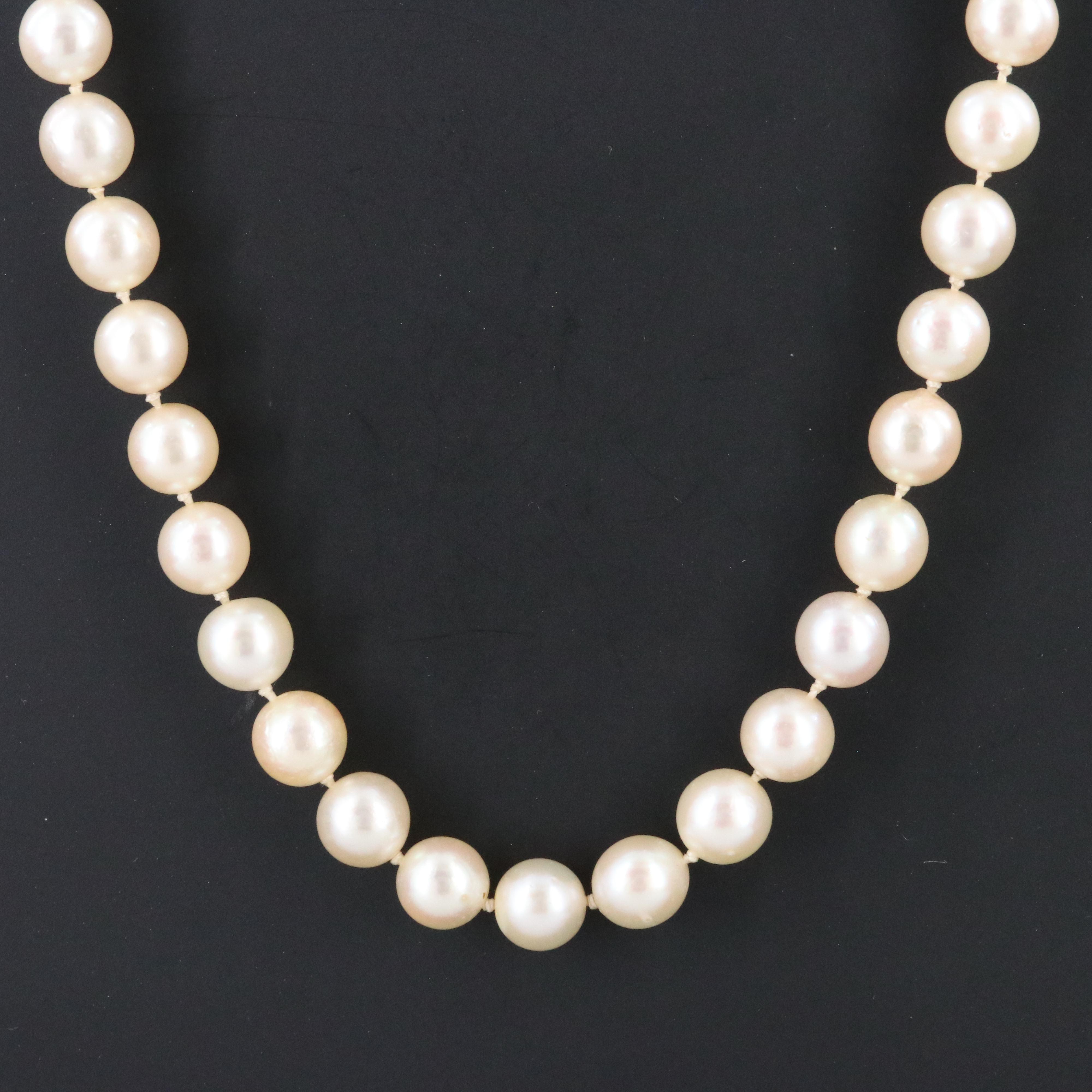 Pearl Necklace with 14K 1.21 CTW Diamond Clasp