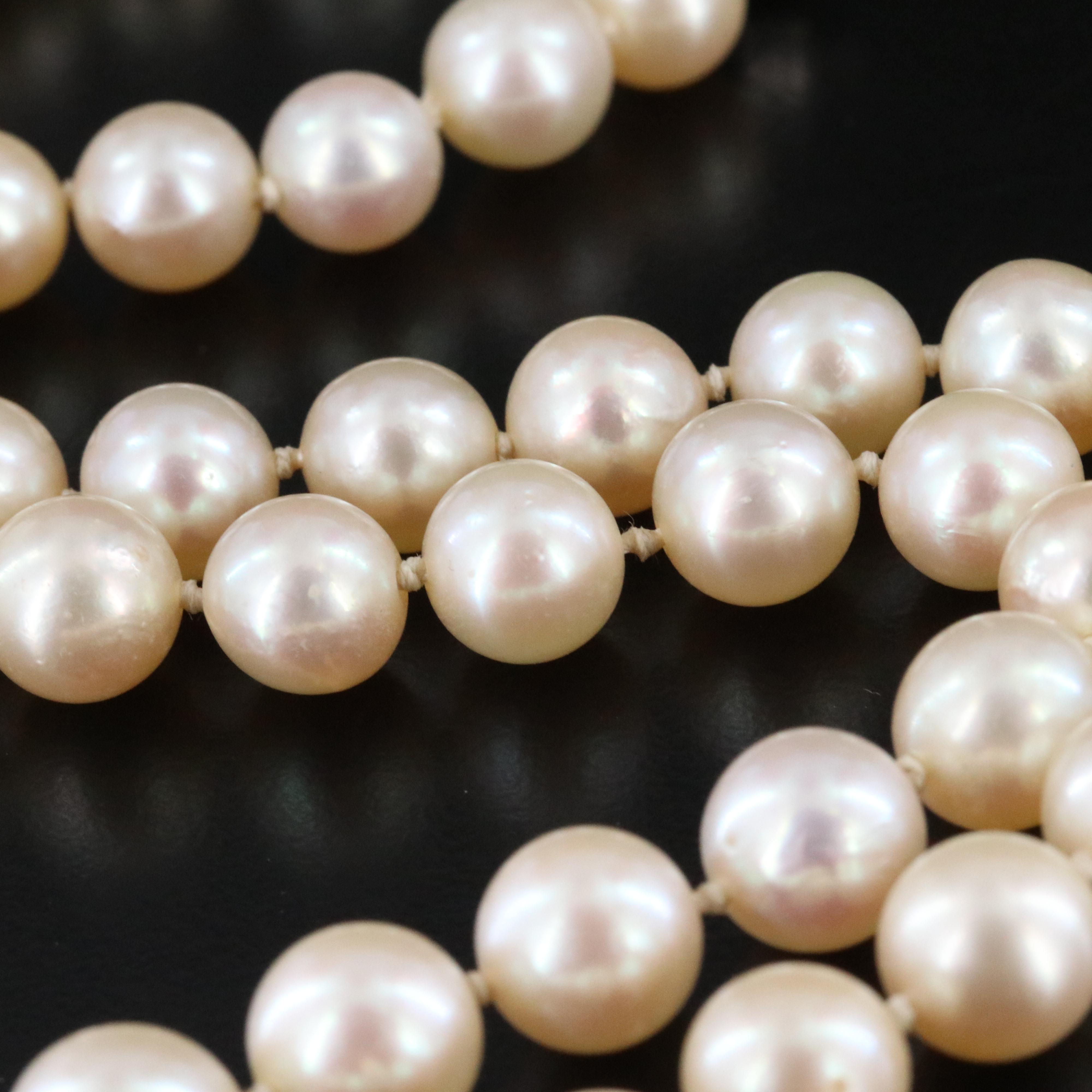 Pearl Necklace with 14K 1.21 CTW Diamond Clasp
