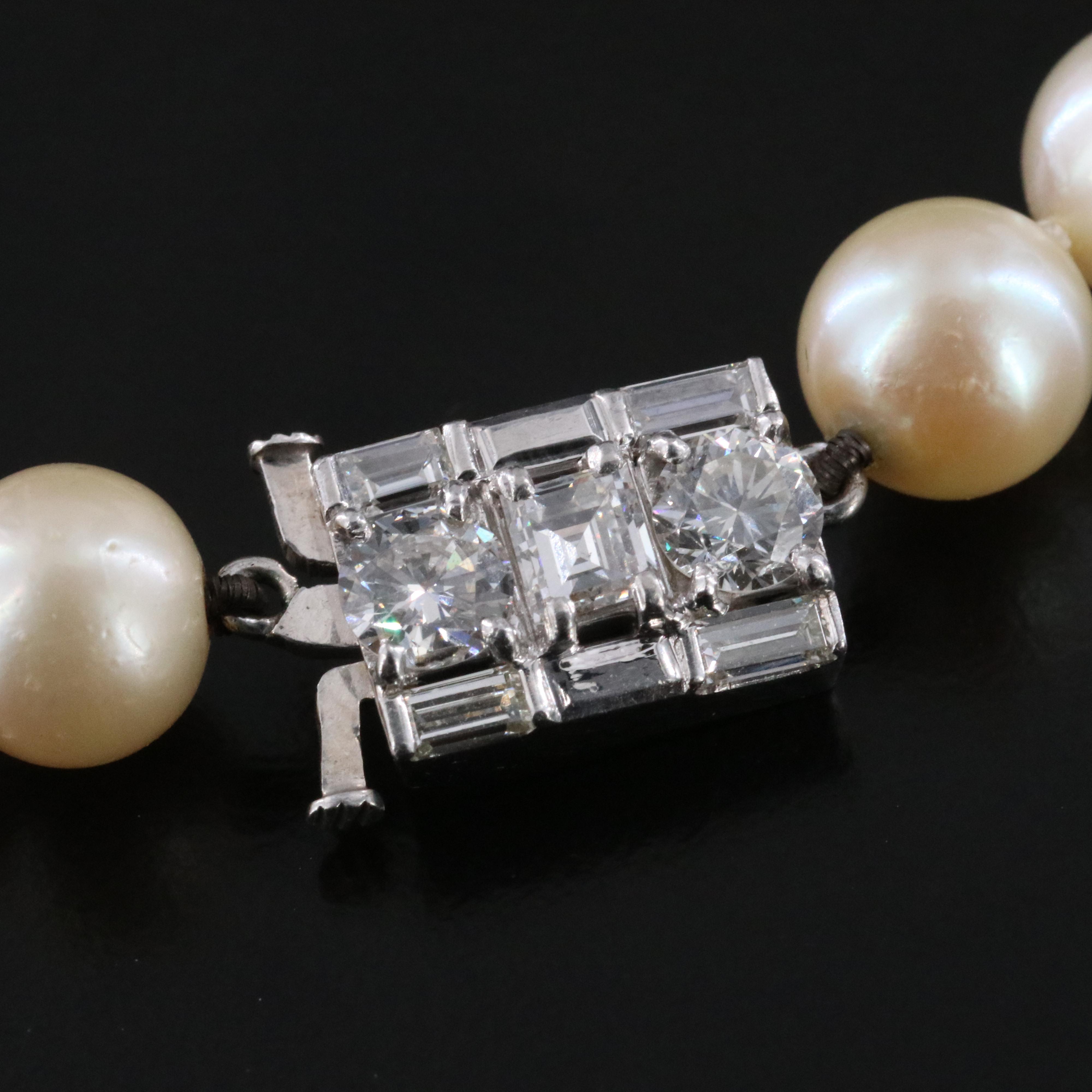 Pearl Necklace with 14K 1.21 CTW Diamond Clasp