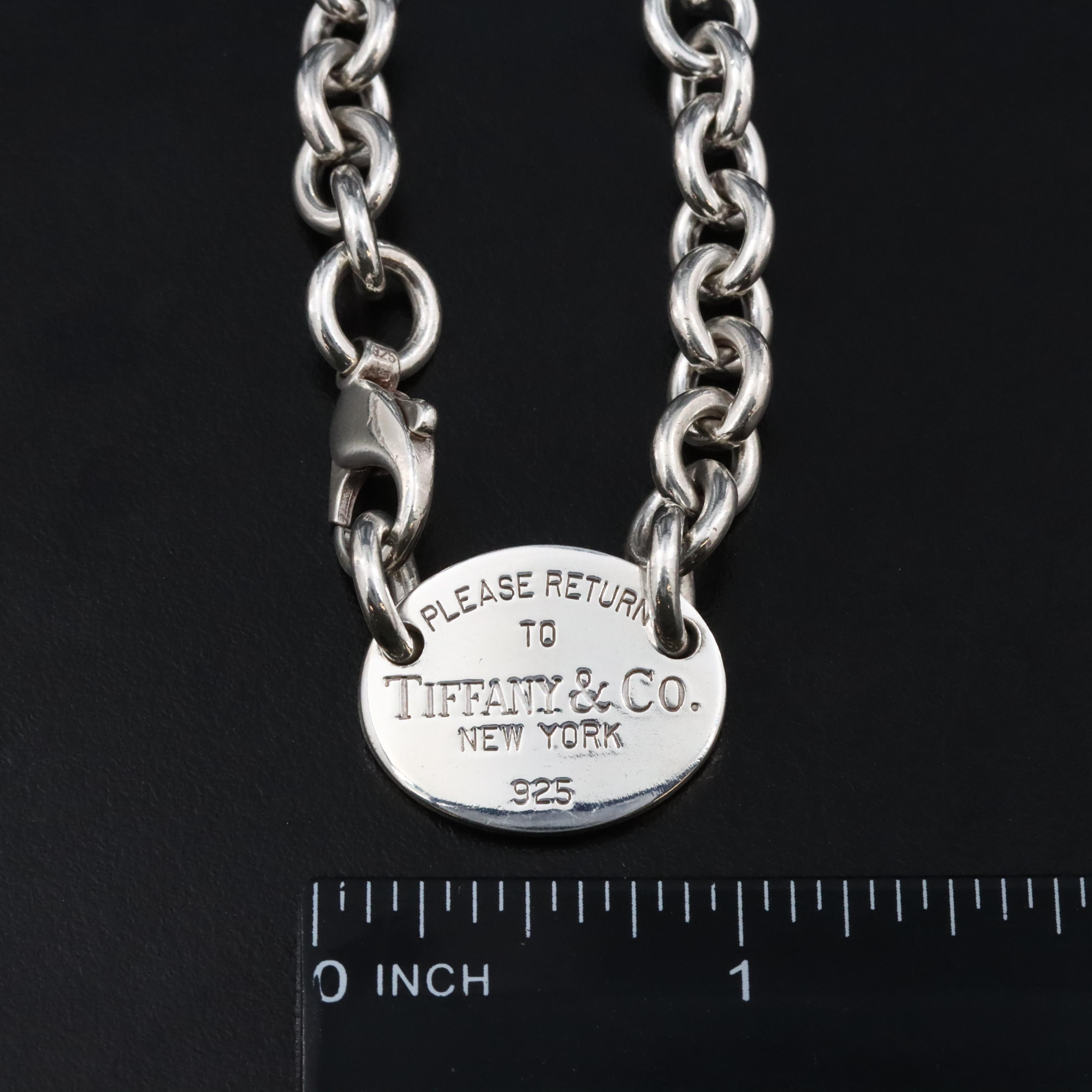 Tiffany & Co. Return to Tiffany Sterling Oval Tag Collar Necklace
