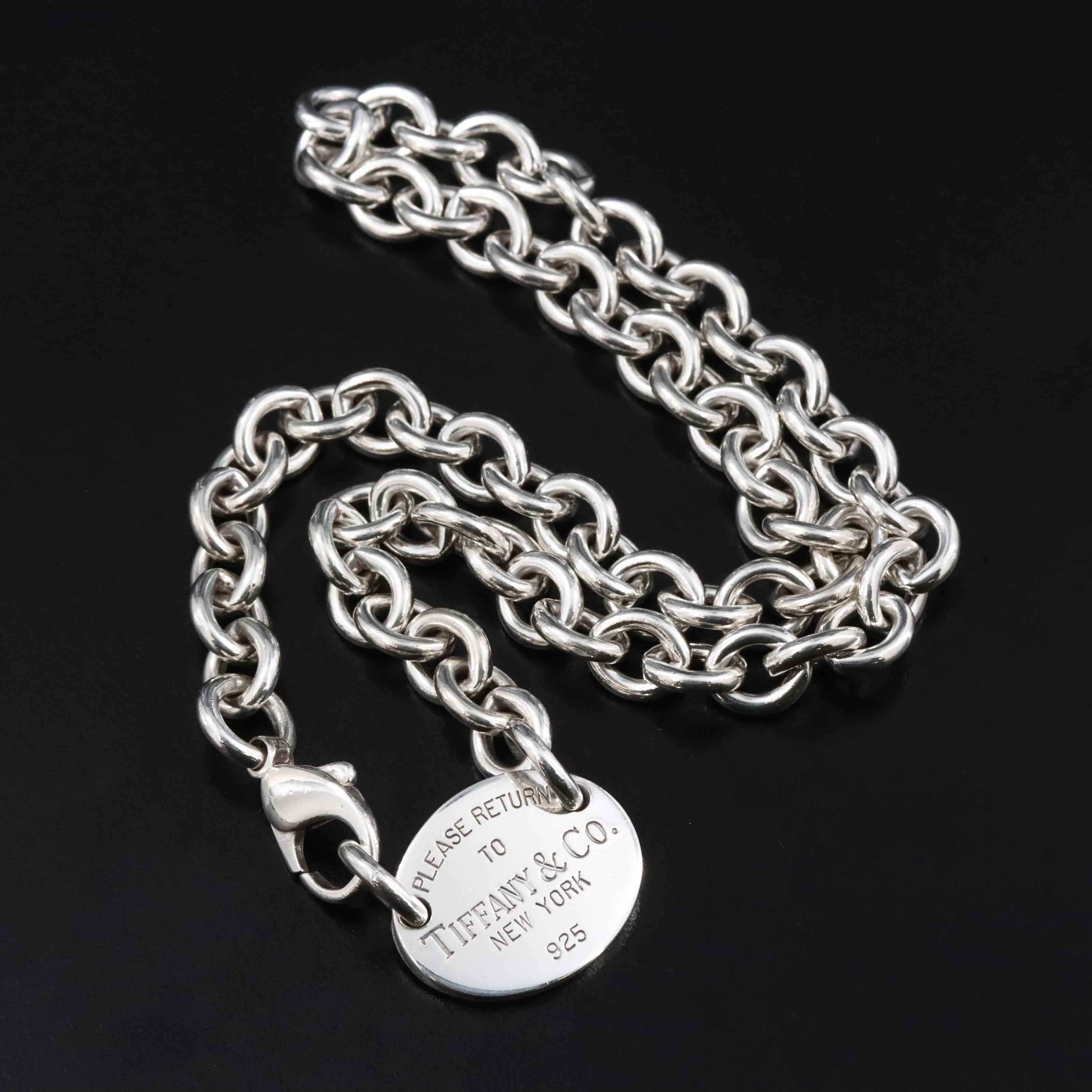 Tiffany & Co. Return to Tiffany Sterling Oval Tag Collar Necklace