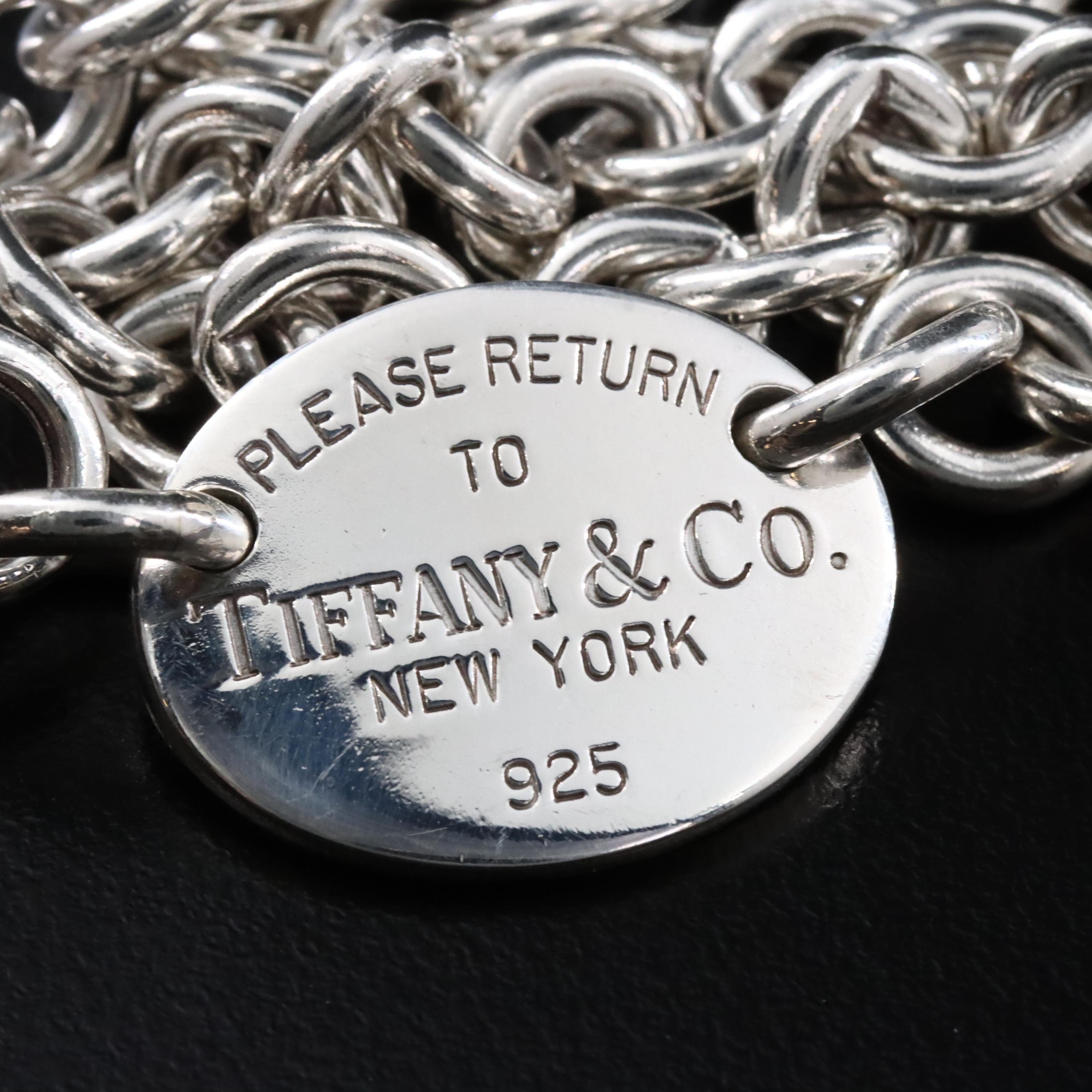 Tiffany & Co. Return to Tiffany Sterling Oval Tag Collar Necklace