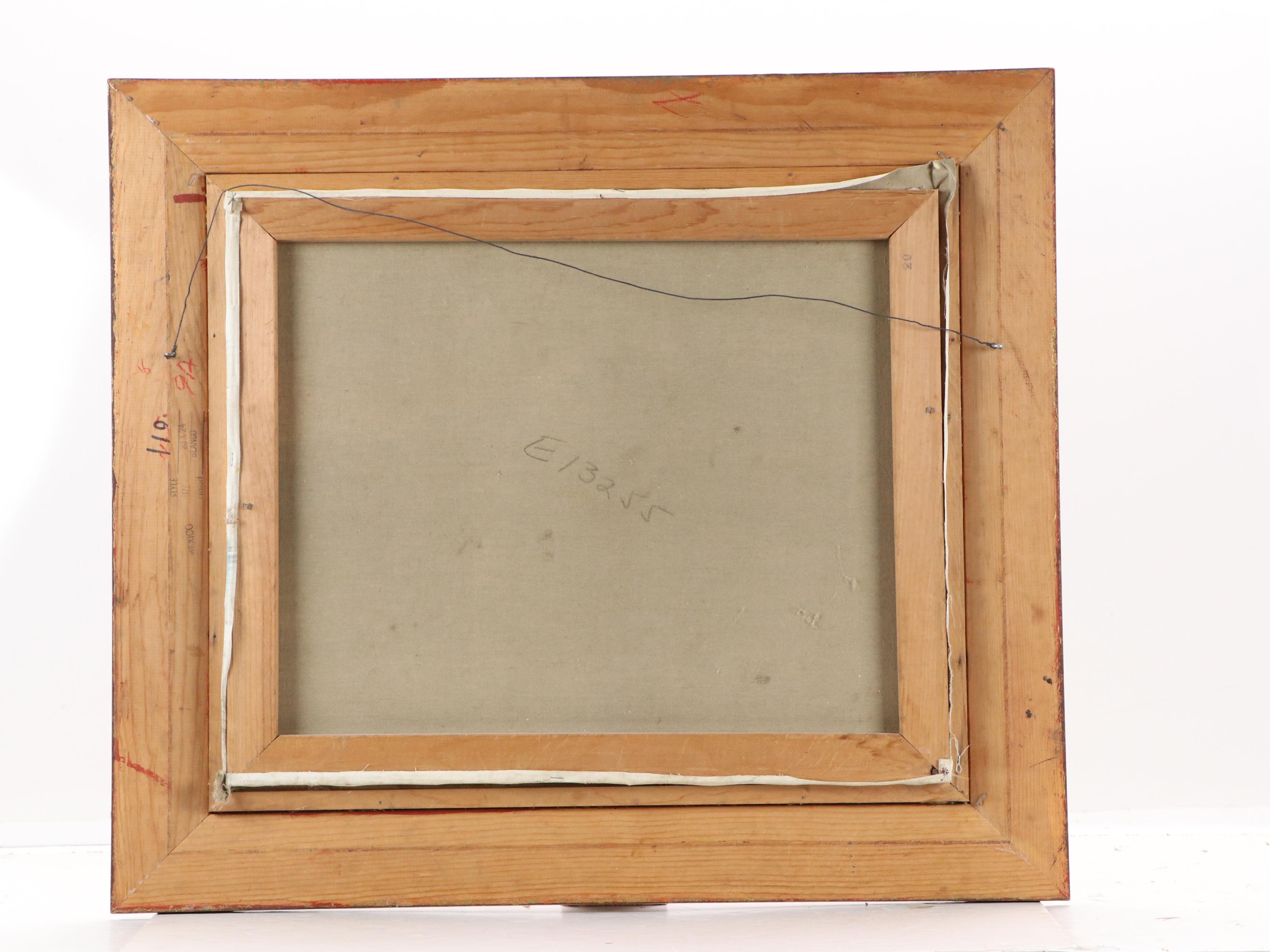 Henri Berté Oil Painting of Villas on a Harbor, Mid-20th Century