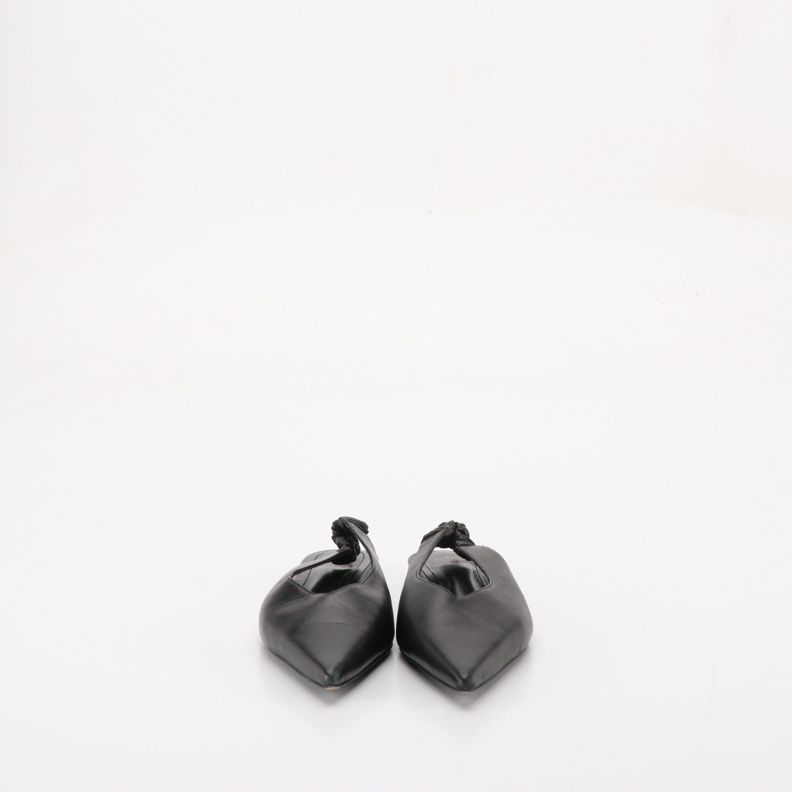 Anine Bing Slingback Flats in Black Leather with Tod's Patent Leather Wedges