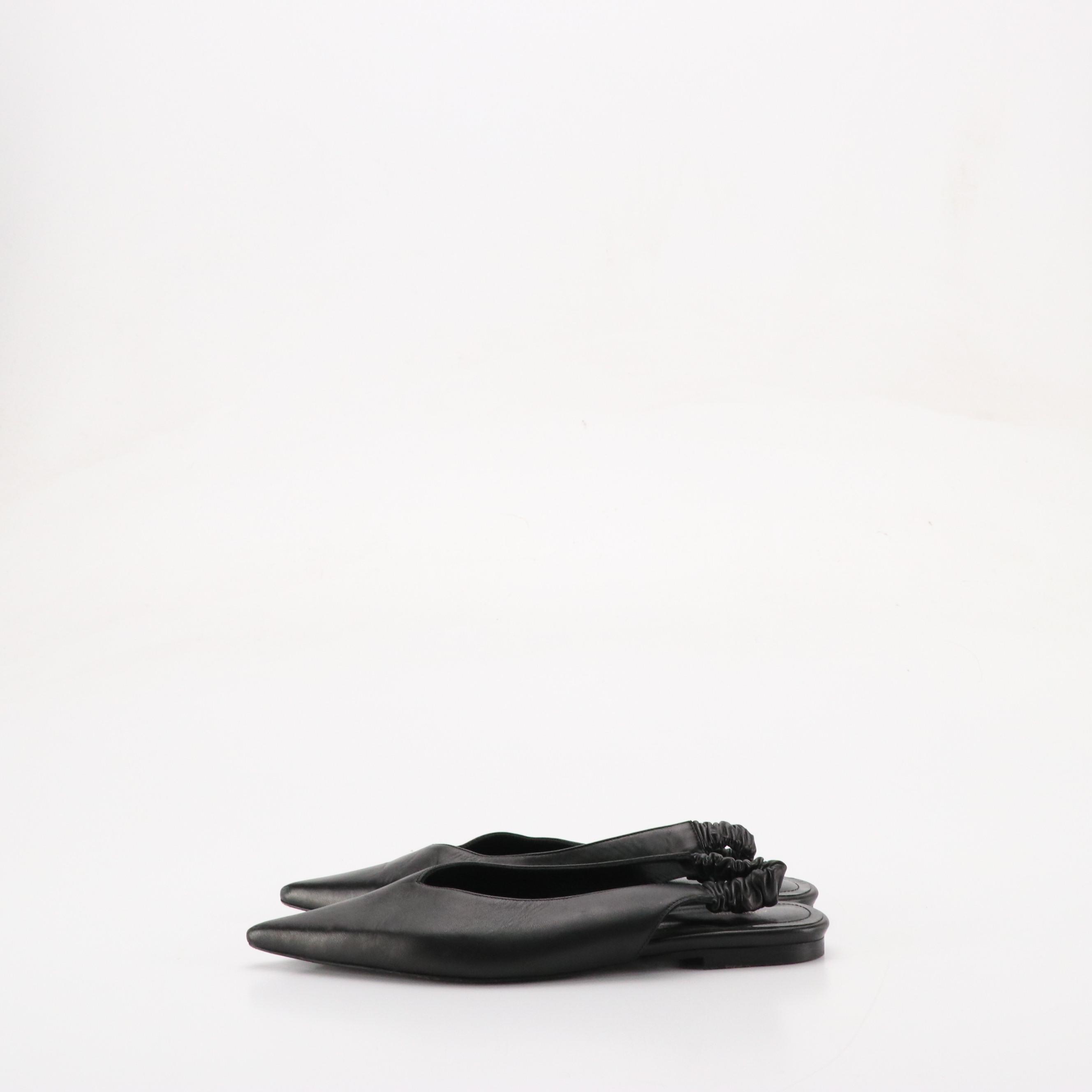 Anine Bing Slingback Flats in Black Leather with Tod's Patent Leather Wedges