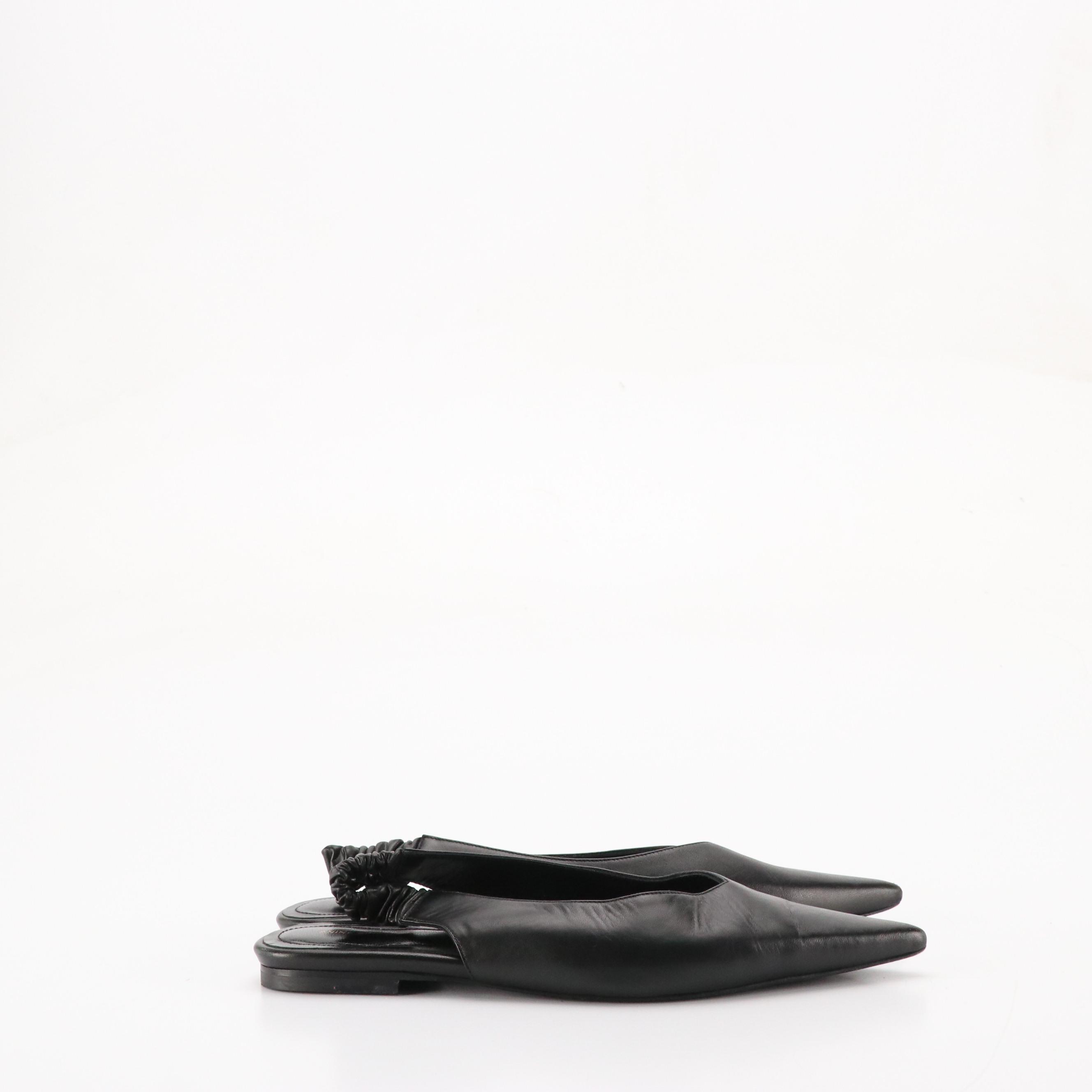 Anine Bing Slingback Flats in Black Leather with Tod's Patent Leather Wedges