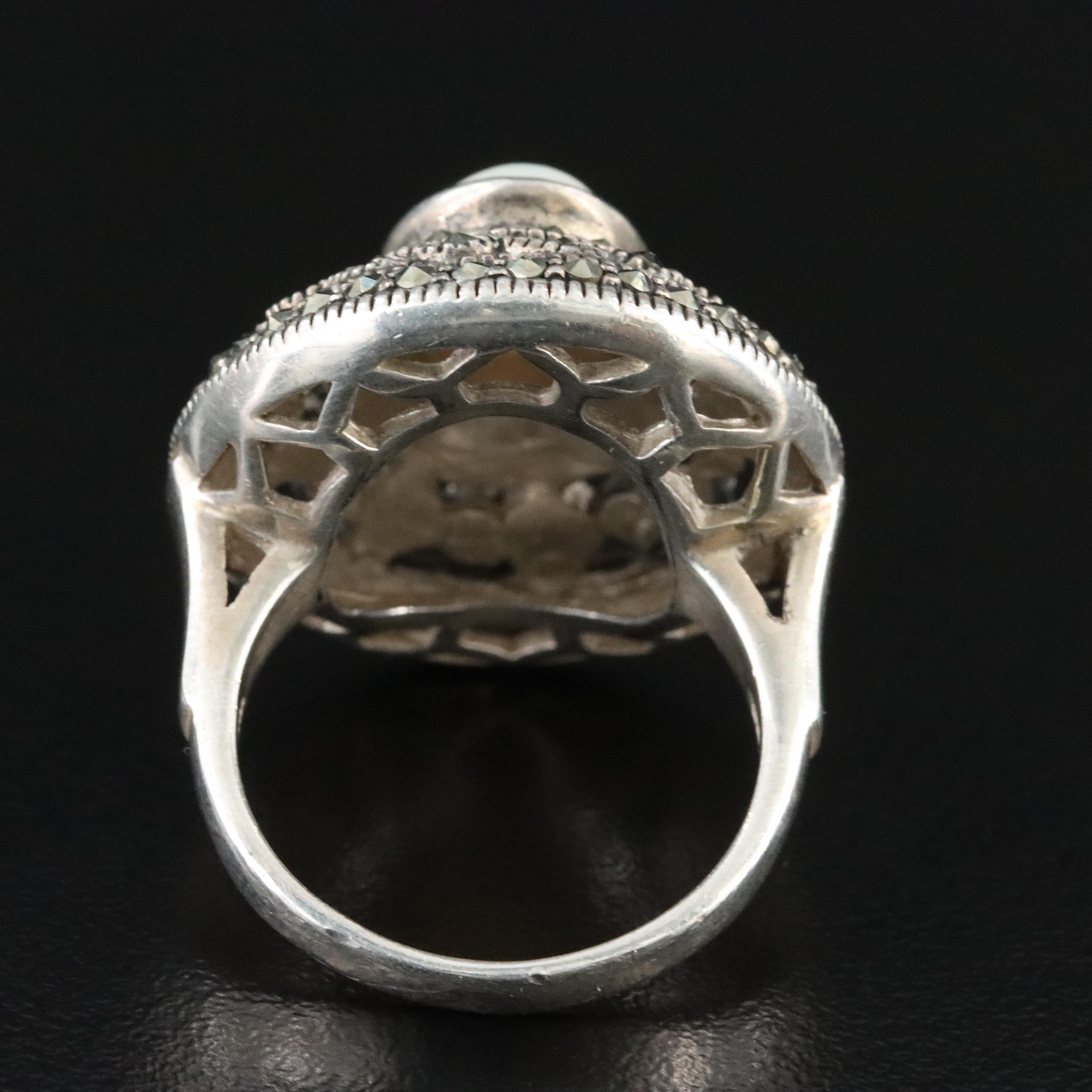 Sterling Mother-of-Pearl and Marcasite Ring