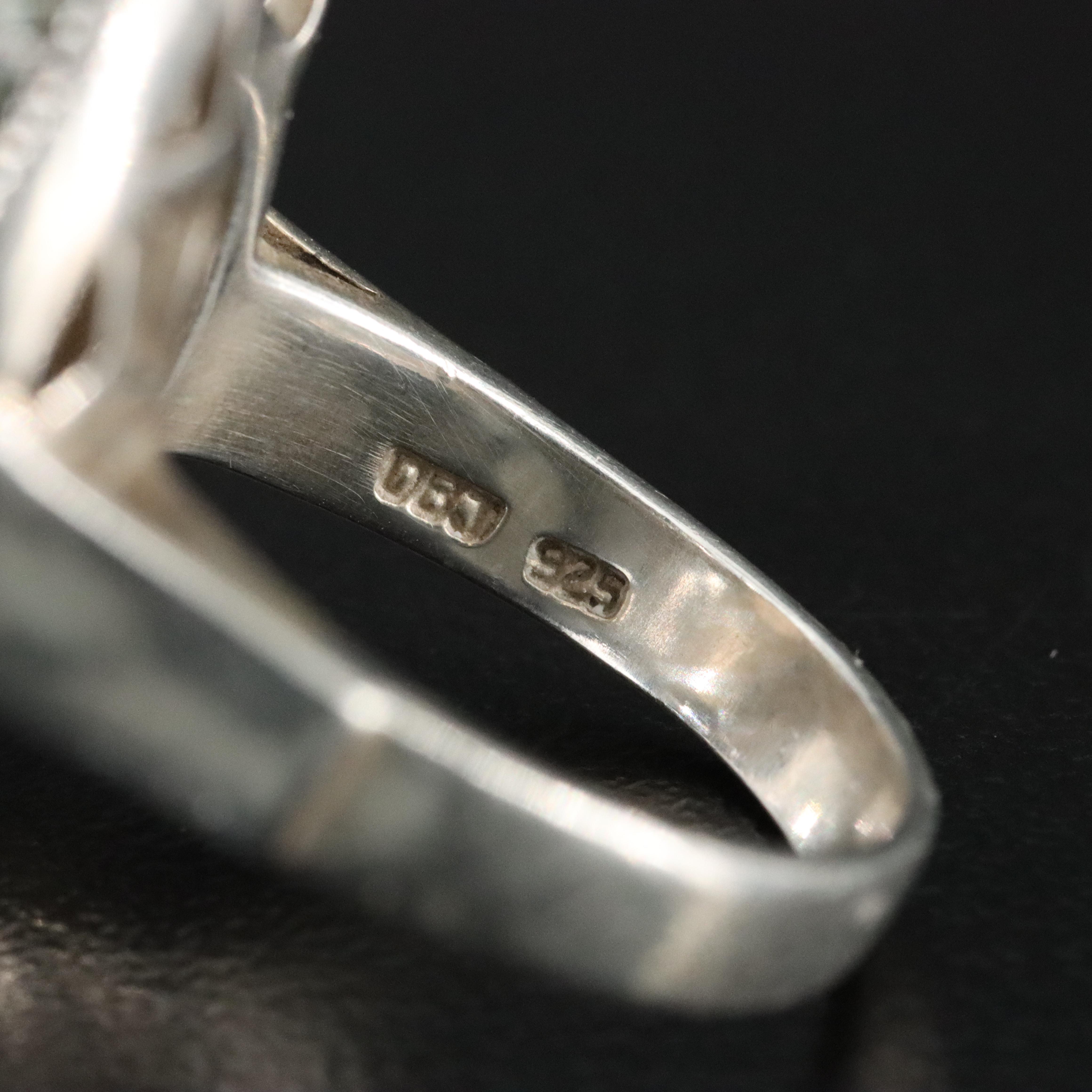 Sterling Mother-of-Pearl and Marcasite Ring