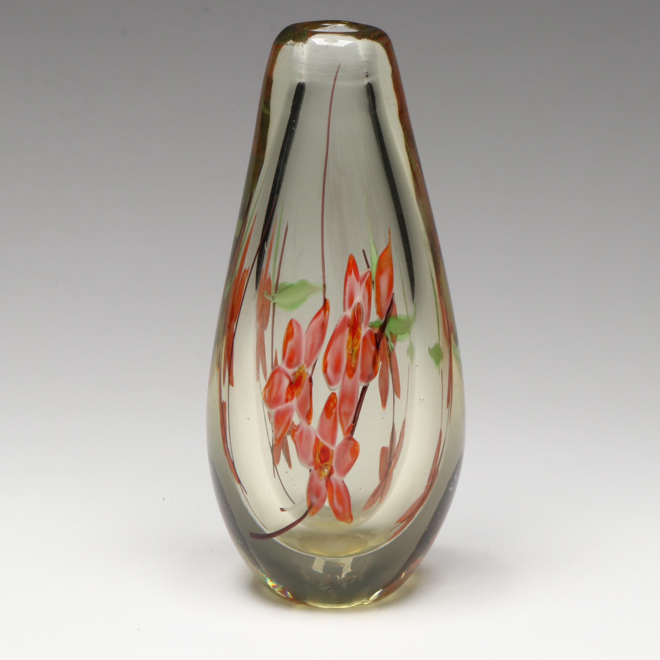 Floral Art Glass Vase