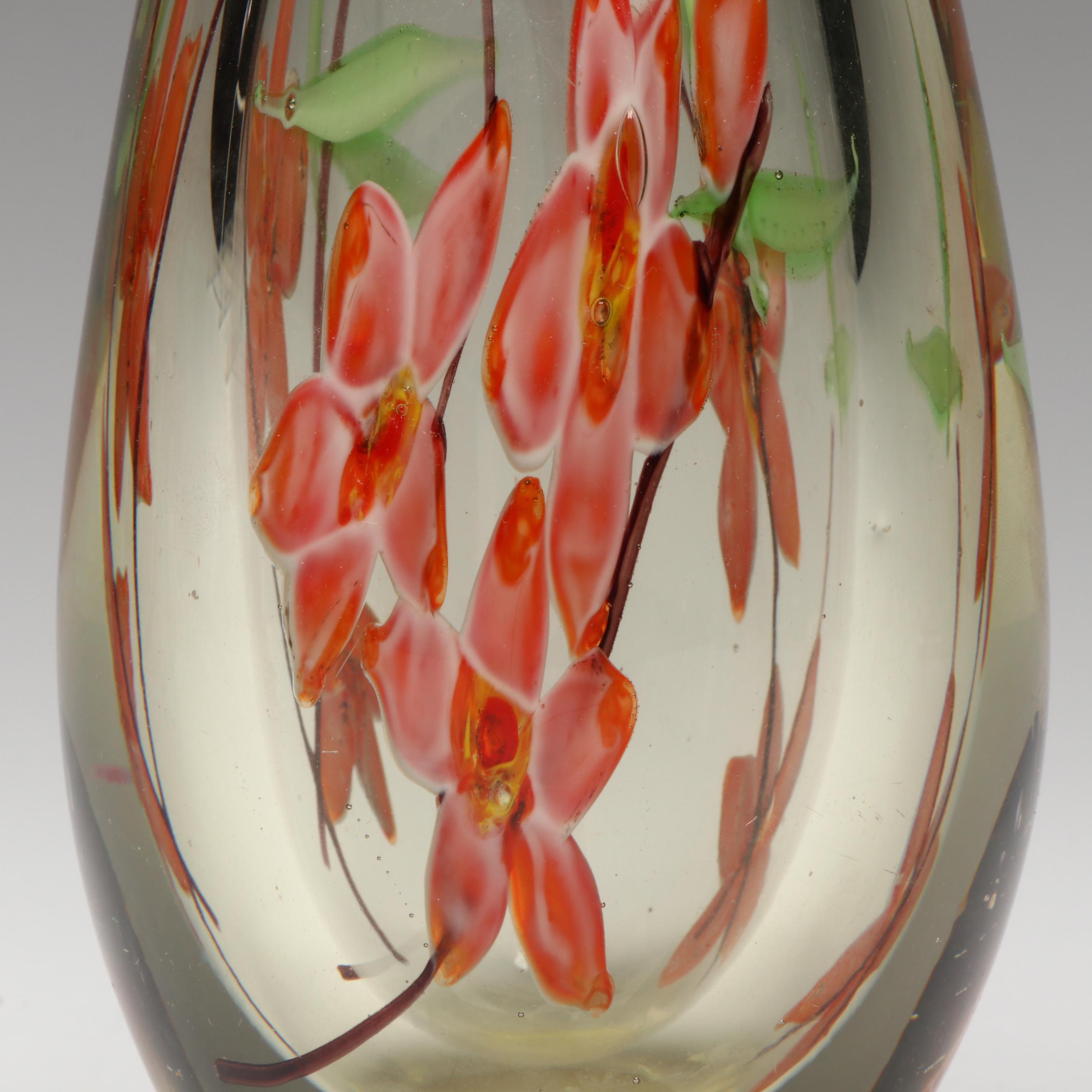 Floral Art Glass Vase