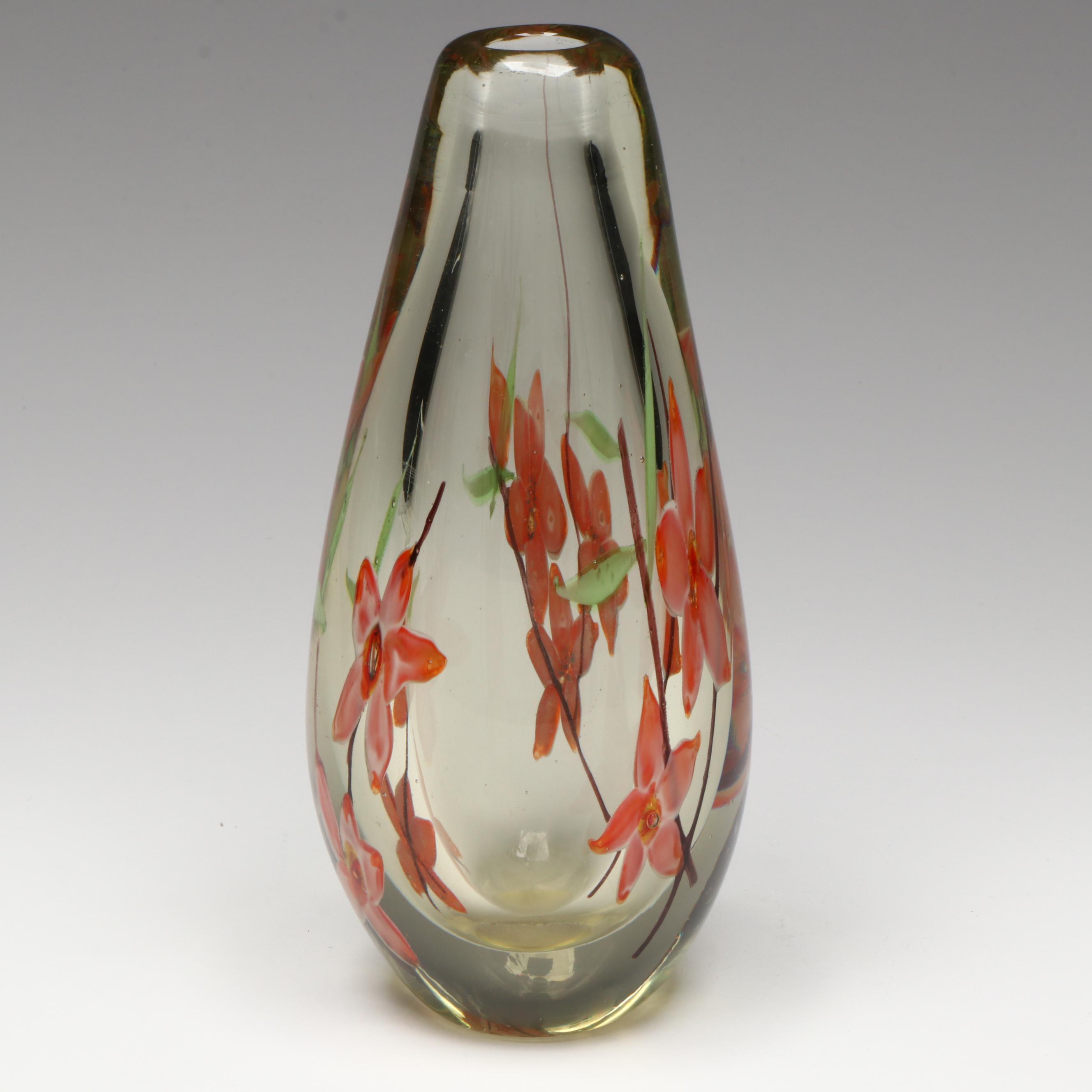Floral Art Glass Vase