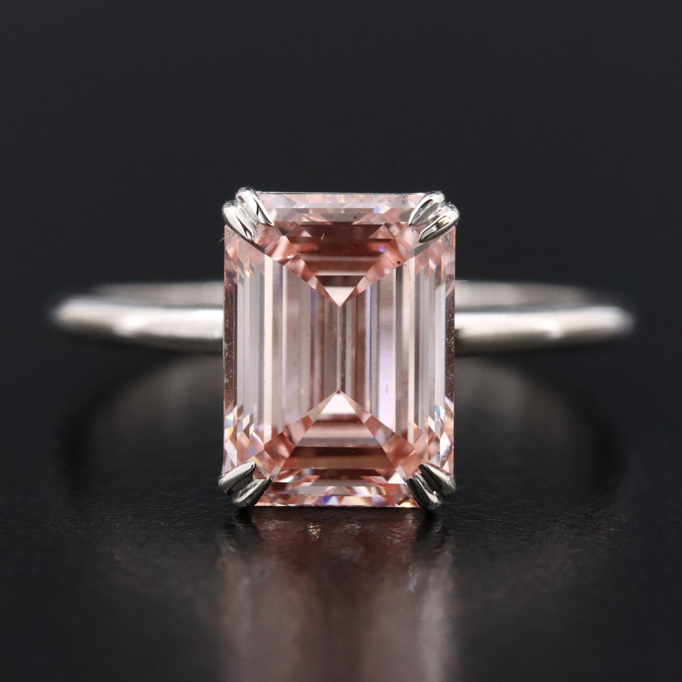 Platinum 3.01 CT Lab Grown Fancy Diamond Solitaire Ring with IGI Report