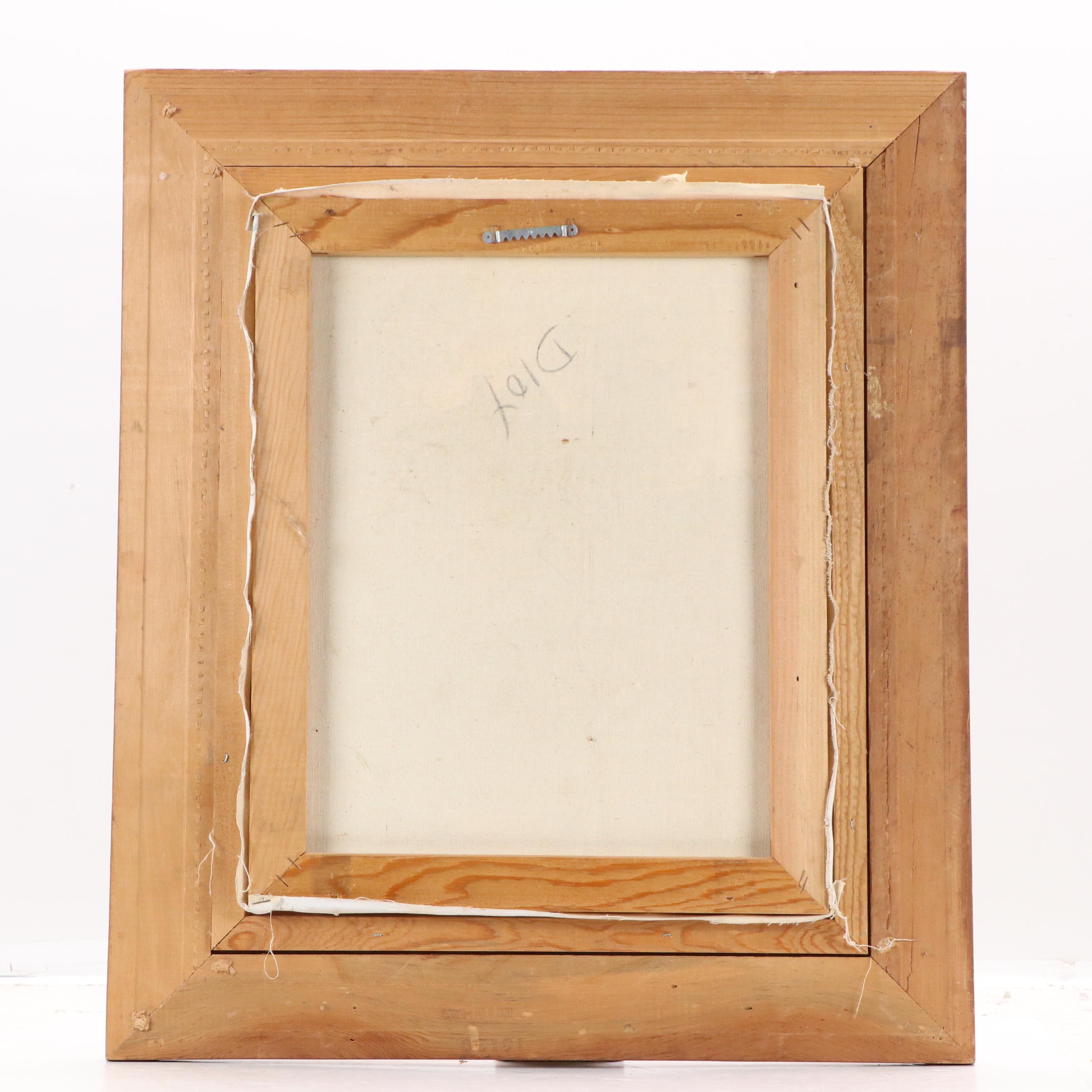 Oil Painting of Alpine Village On a Stream, Mid-20th Century