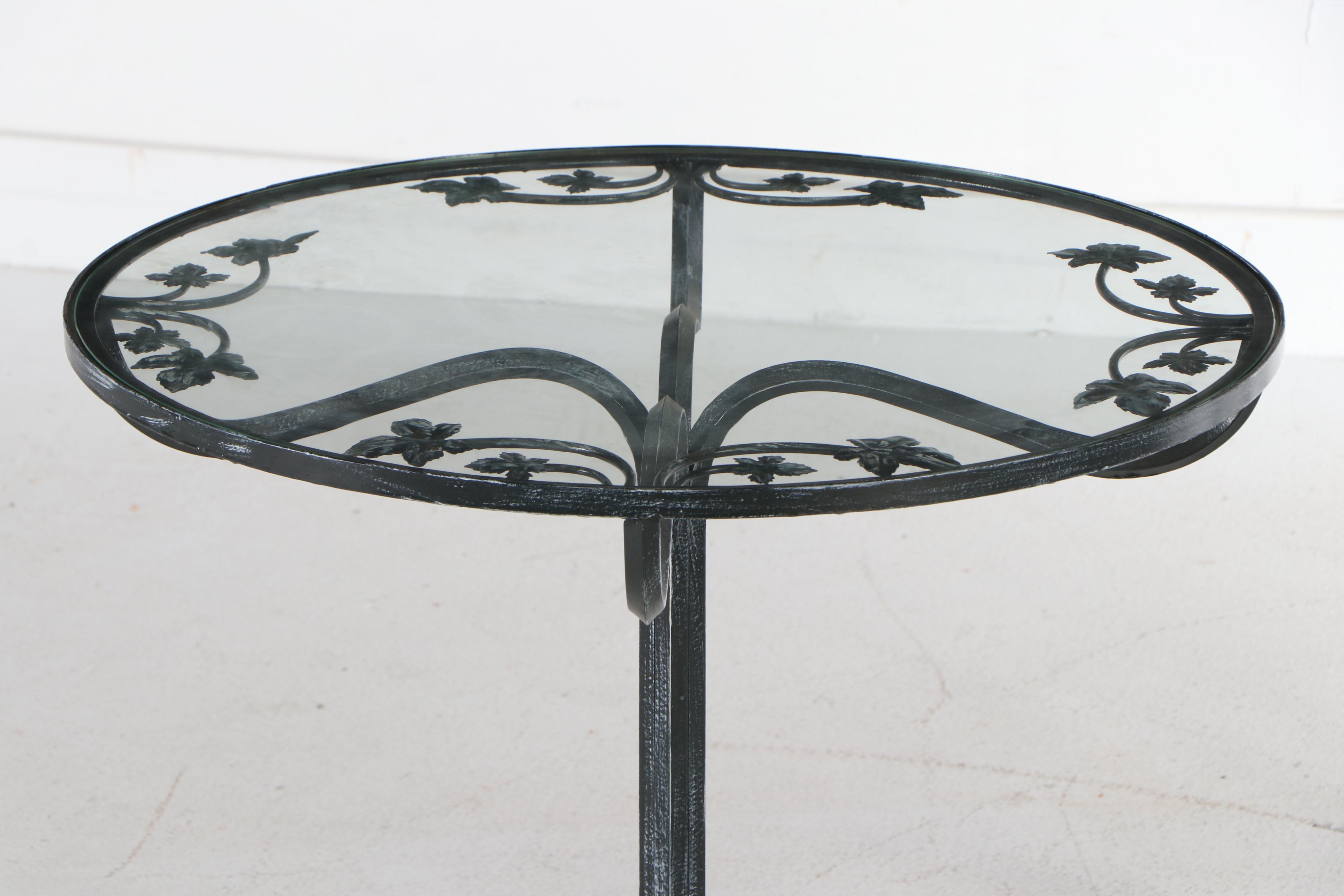 Wrought Iron Chaise Lounge and Matching Side Table