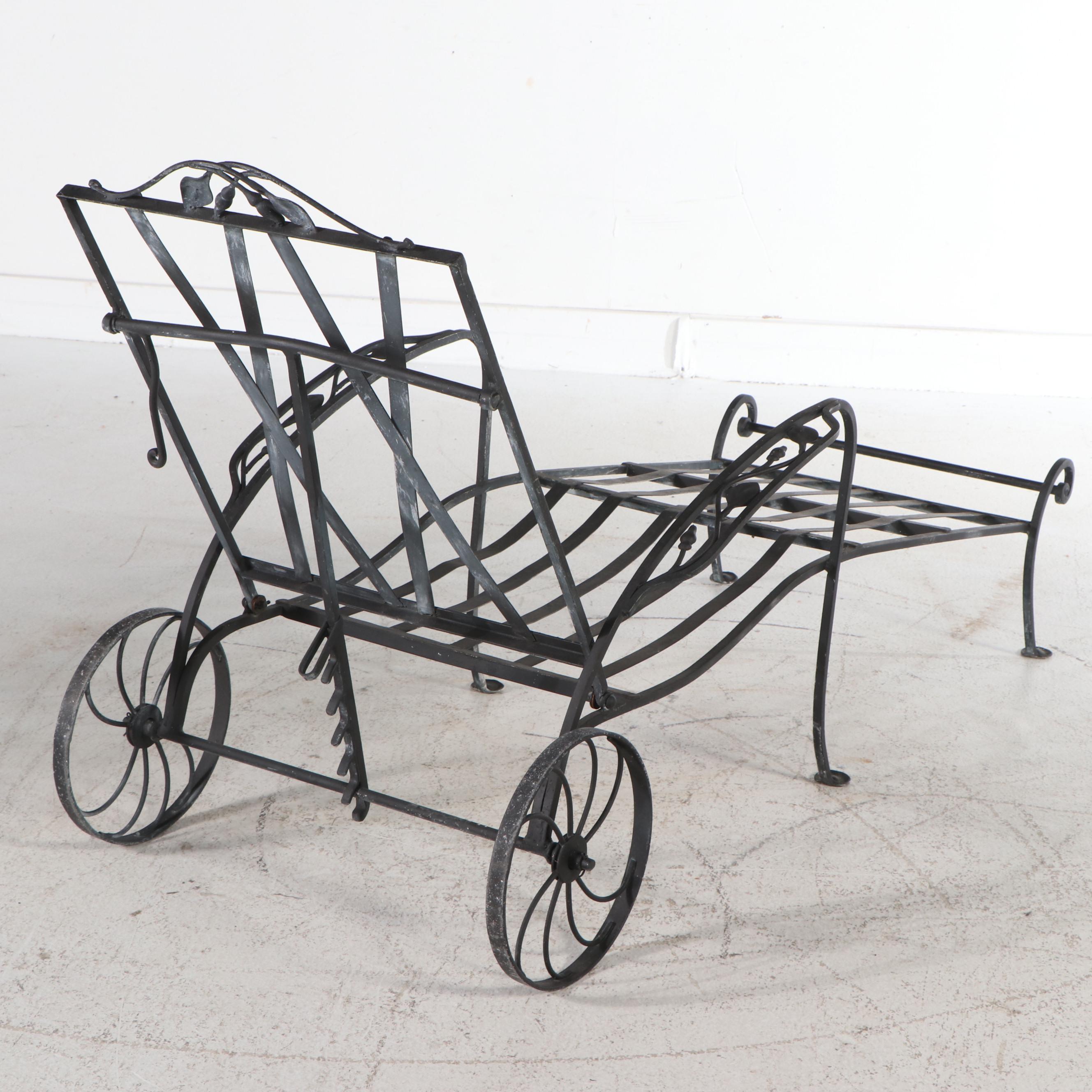 Wrought Iron Chaise Lounge and Matching Side Table