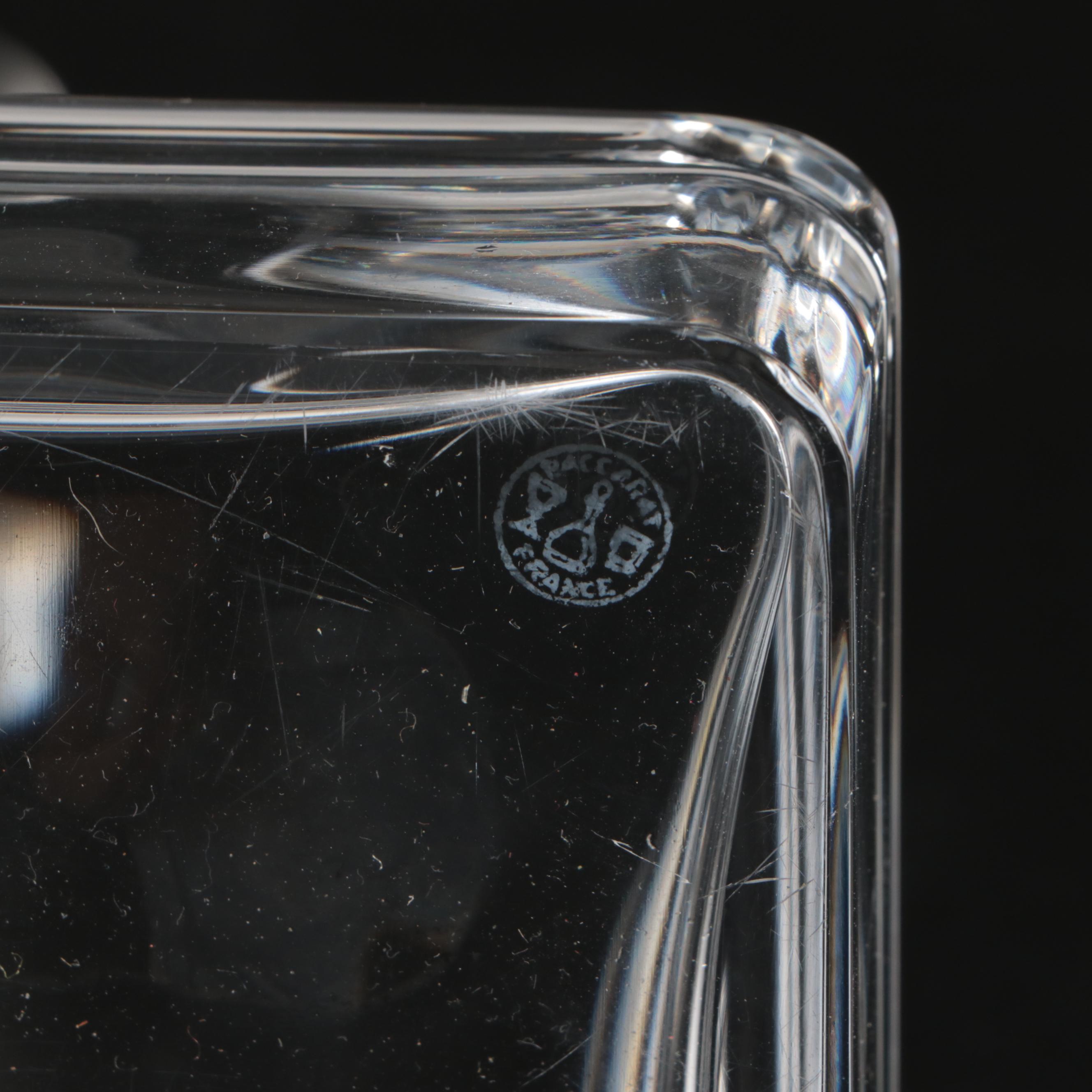 Baccarat Crystal Box and Val St. Lambert Crystal Candy Dish