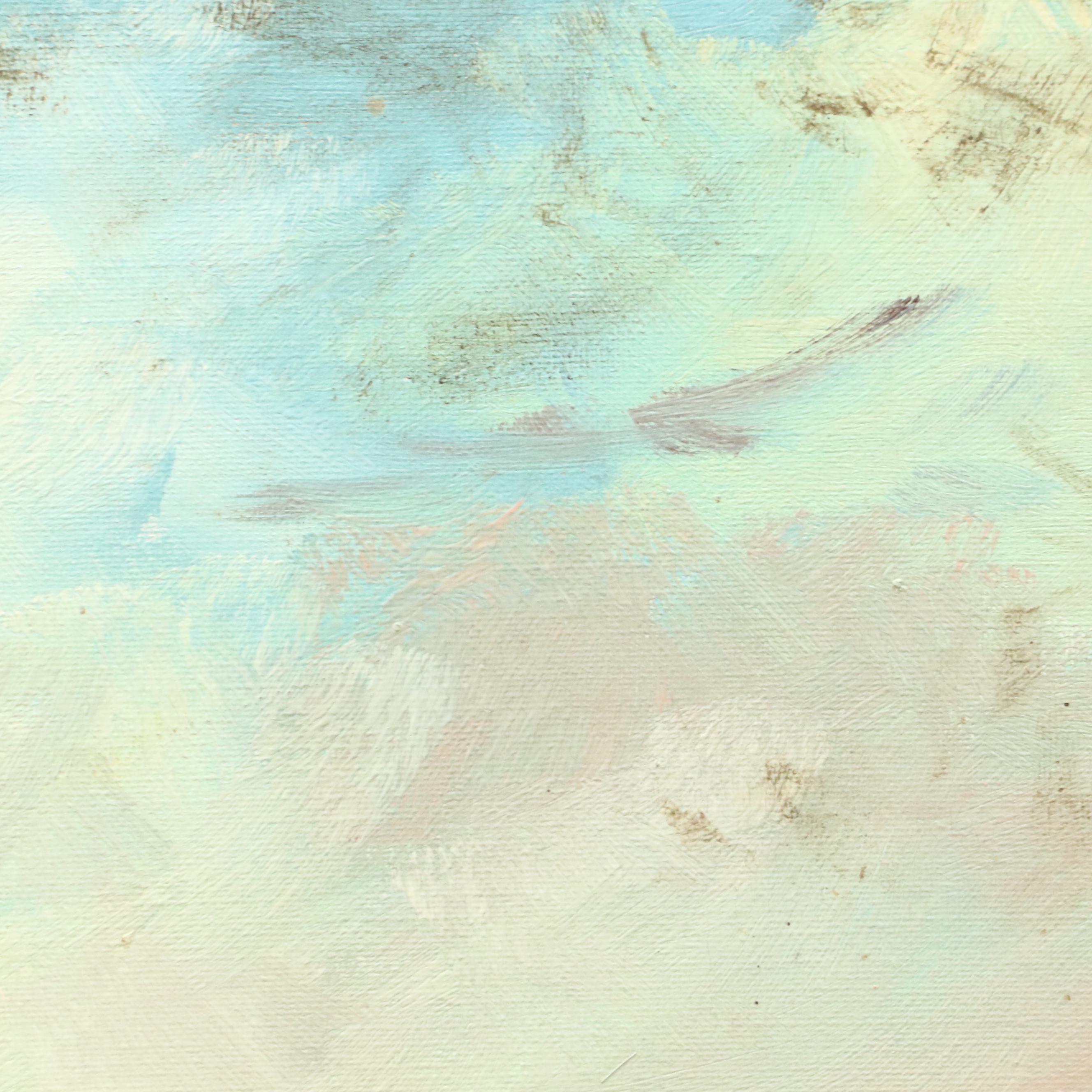 Oil Painting of European Street Scene, Mid-20th Century