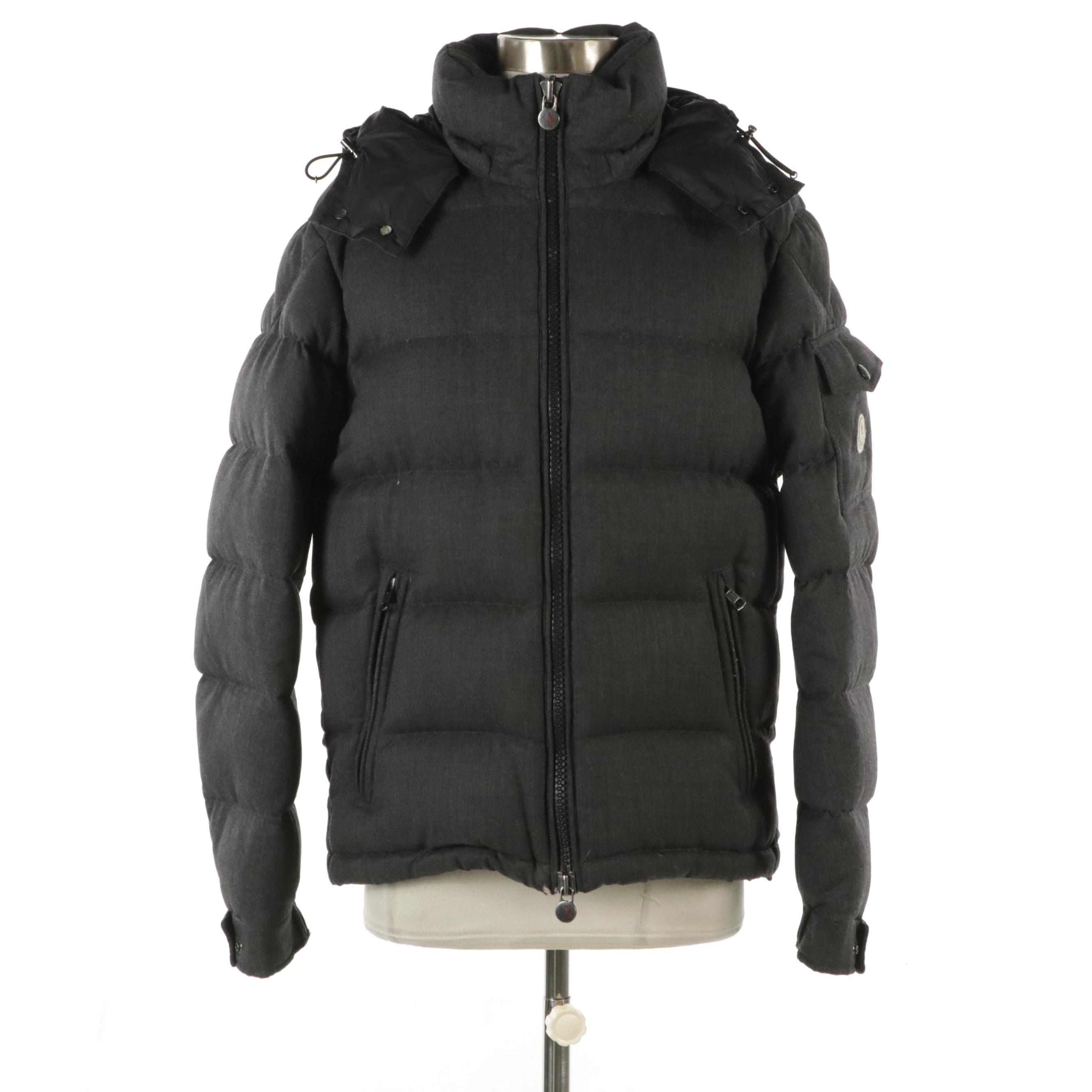 Men's Moncler Montgenevre Short Down Jacket in Cool Grey Wool
