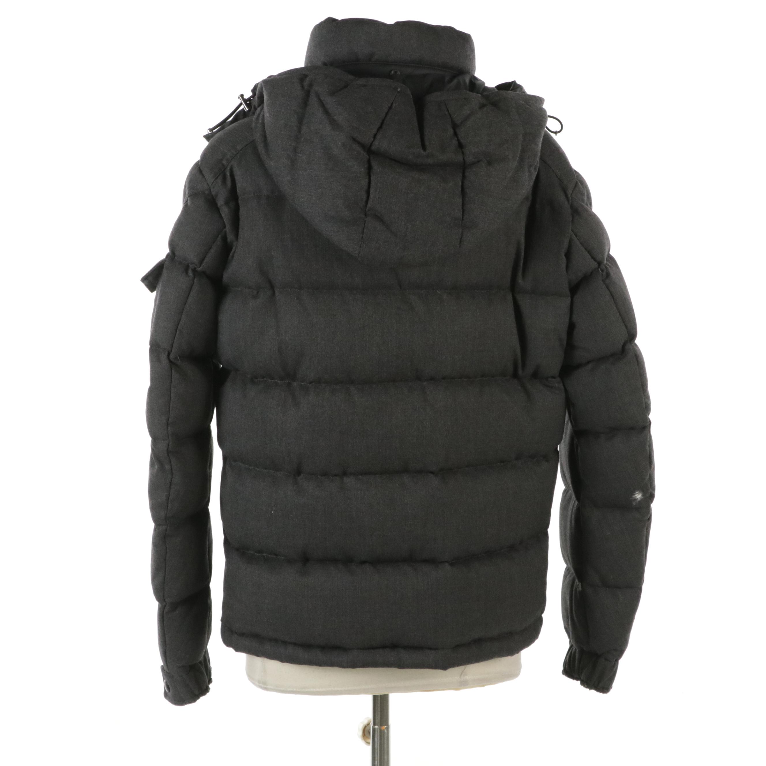 Men's Moncler Montgenevre Short Down Jacket in Cool Grey Wool