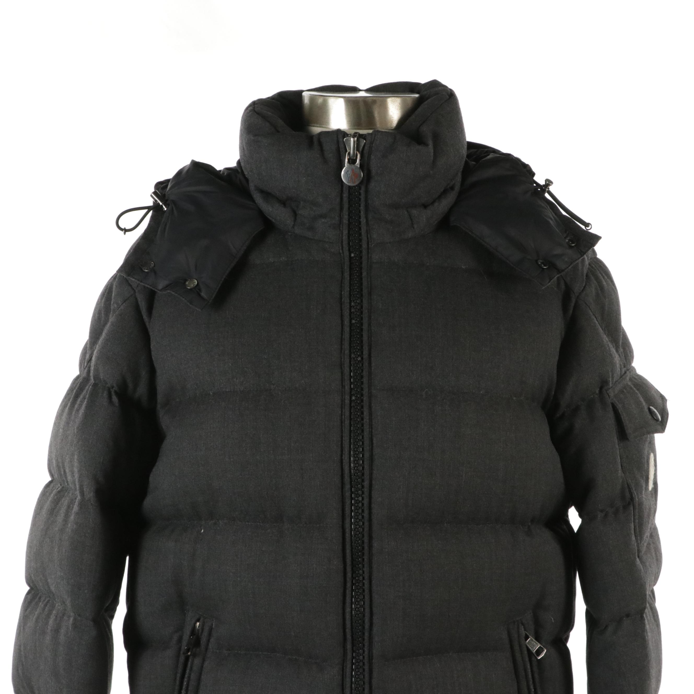 Men's Moncler Montgenevre Short Down Jacket in Cool Grey Wool