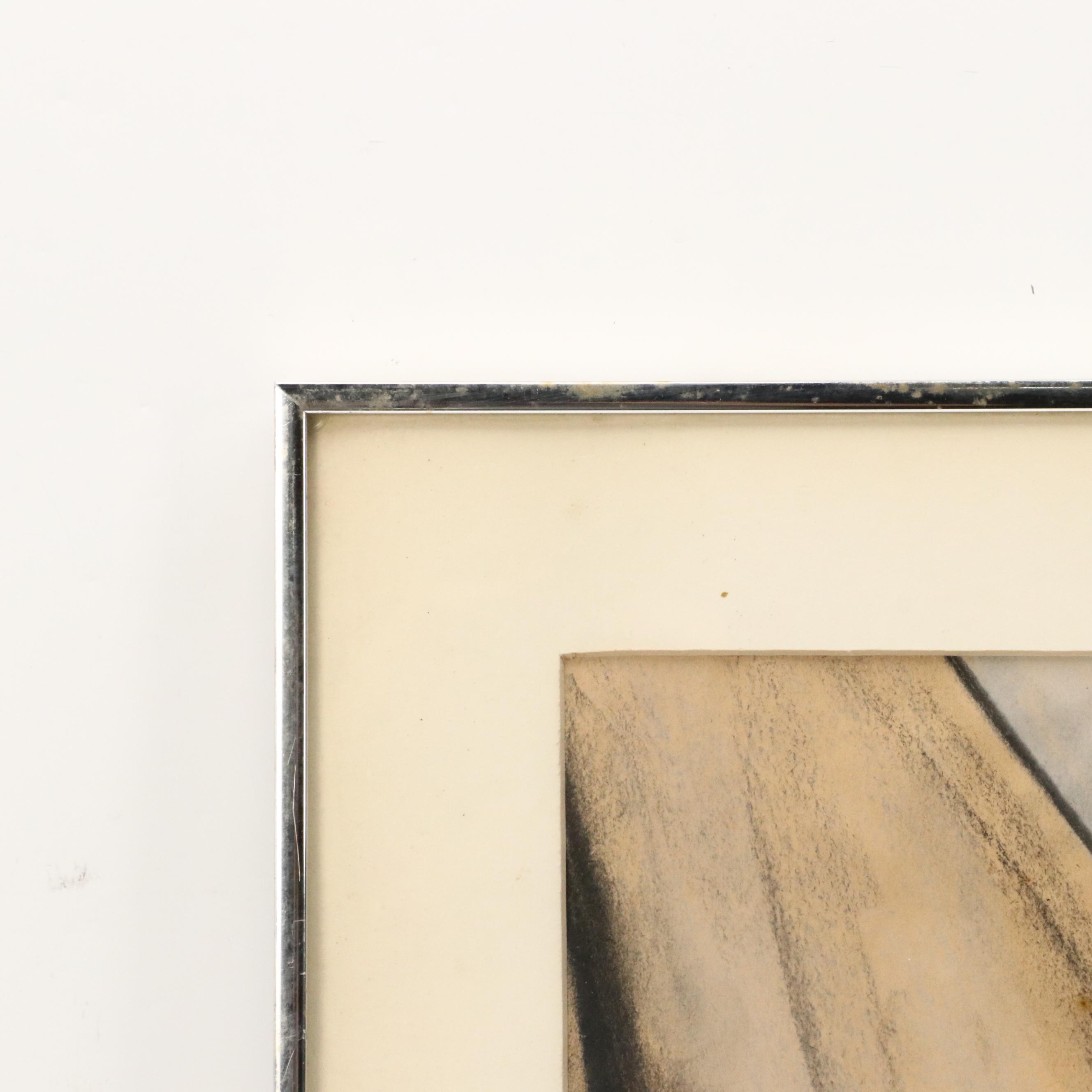 Pastel Drawing of Reclining Female Figure Landscape, Mid-to-Late 20th Century