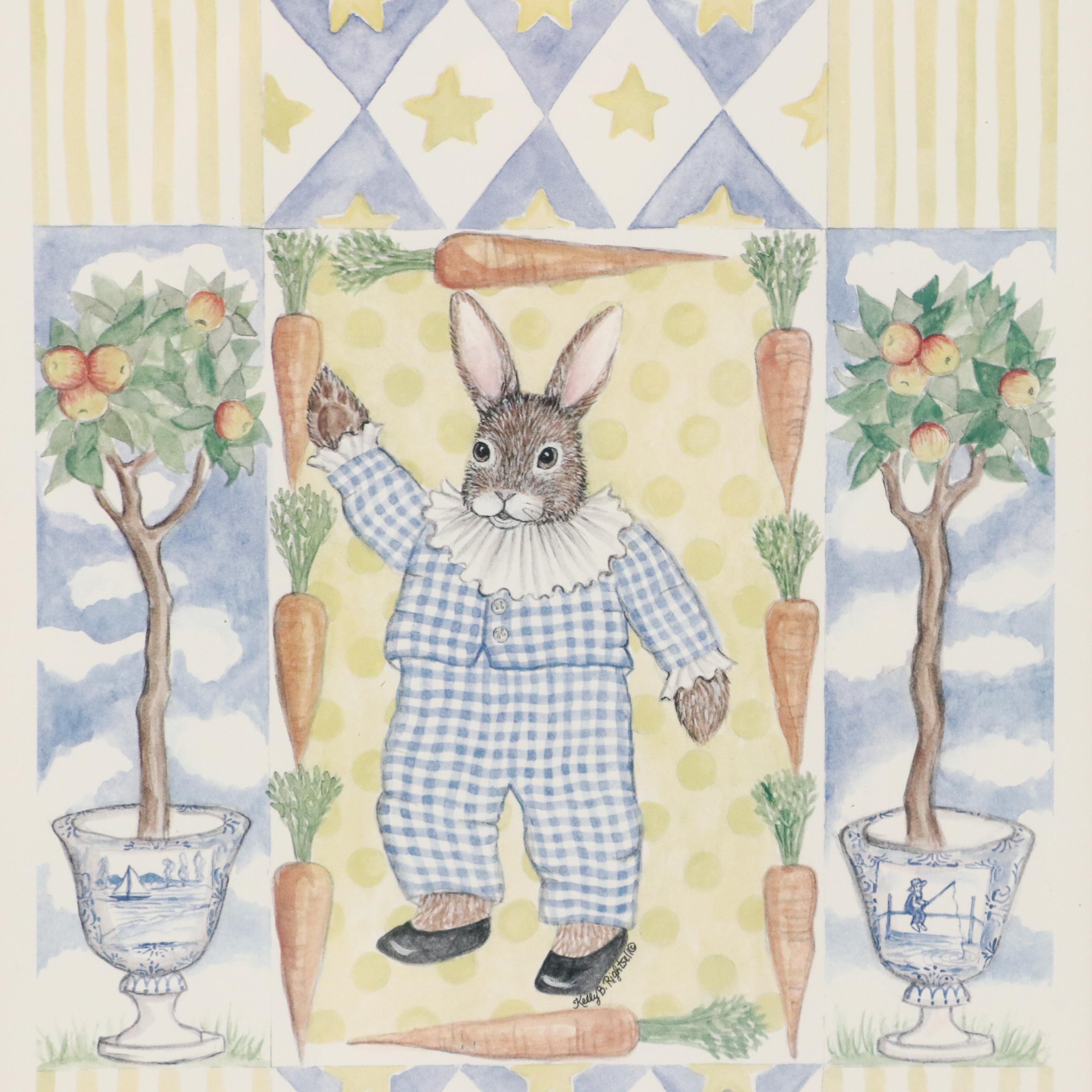 Kelly B. Rightsell Offset Lithographs of Anthropomorphic Rabbits