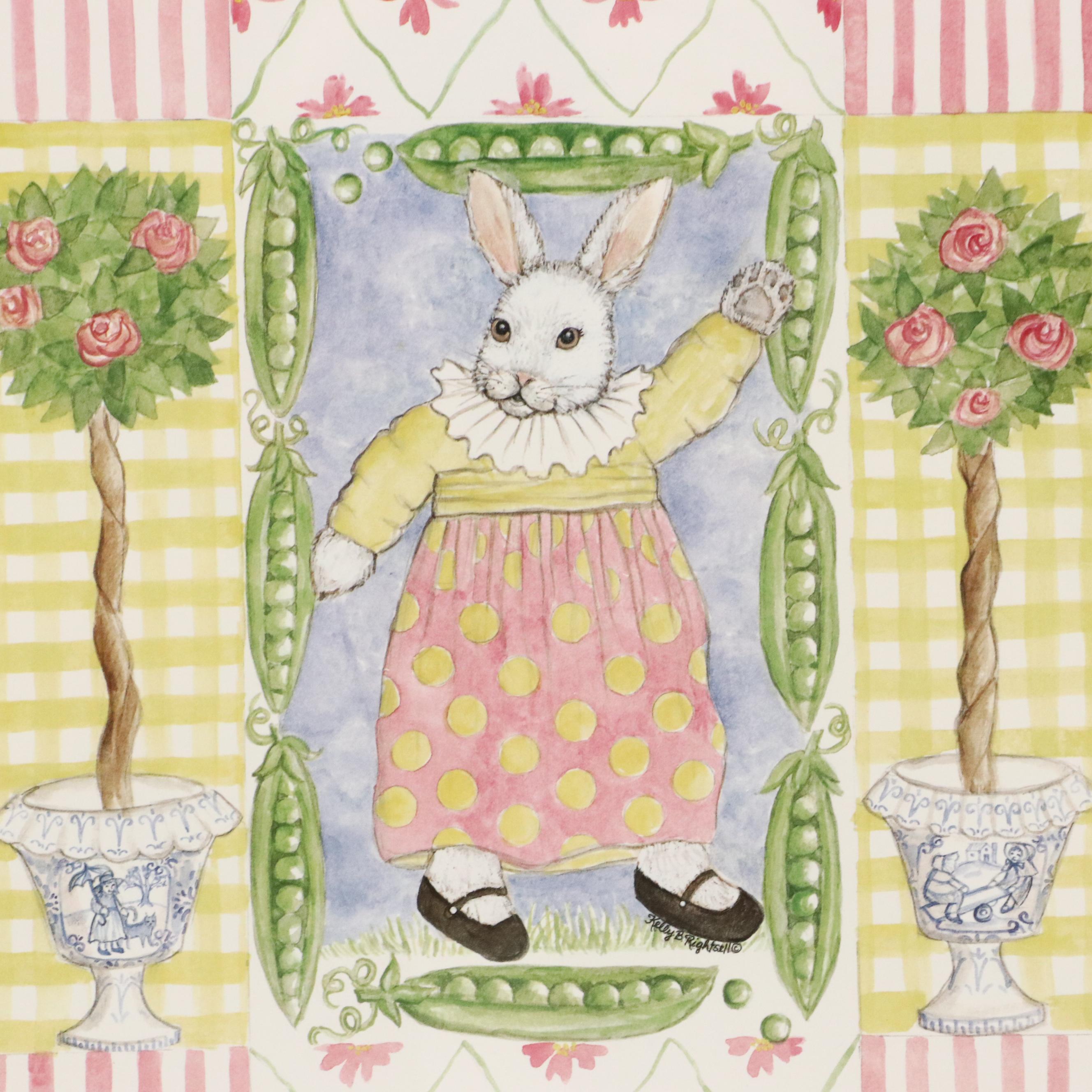 Kelly B. Rightsell Offset Lithographs of Anthropomorphic Rabbits
