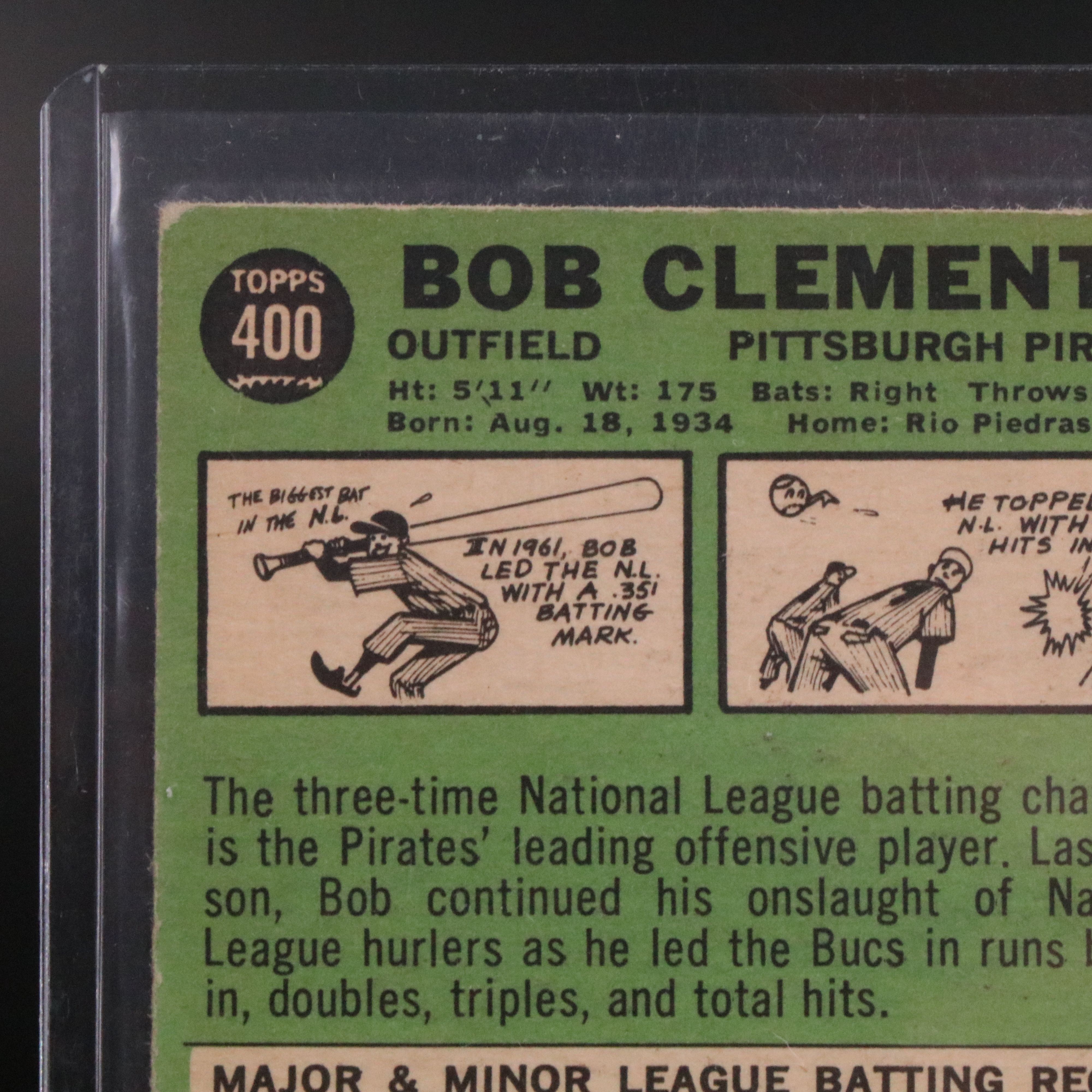 1967 Topps Roberto Clemente Pittsburgh Pirates Baseball Card