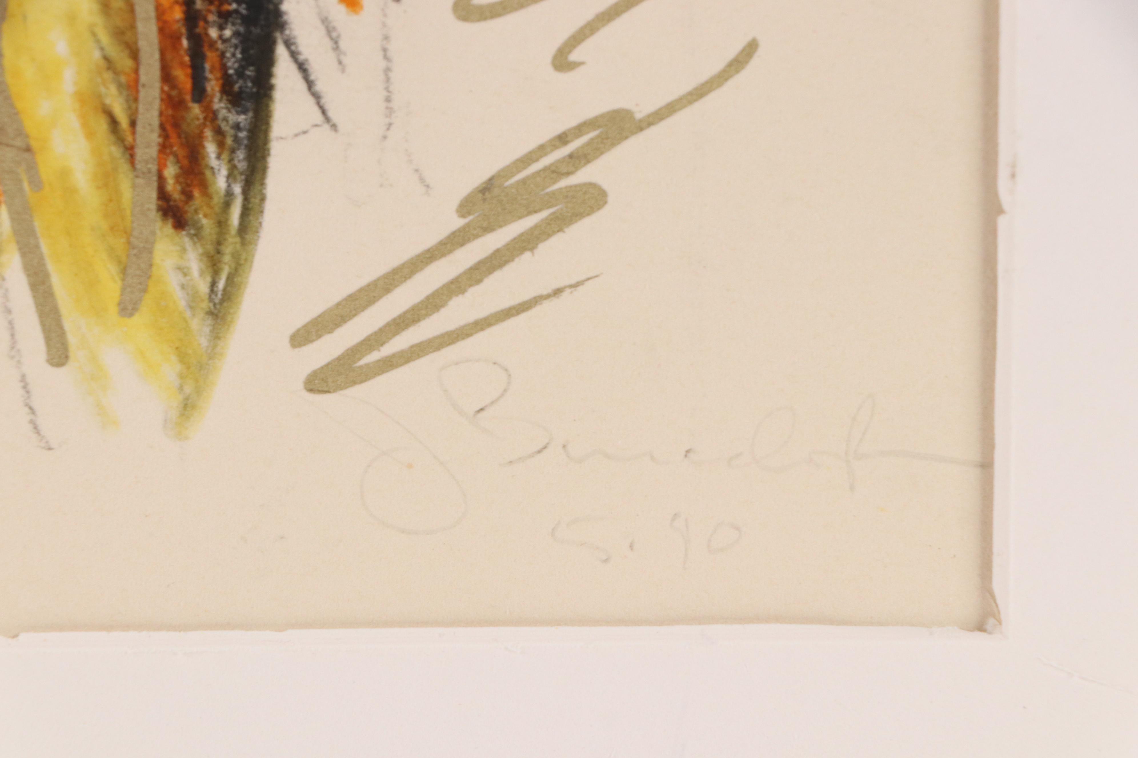 Mixed Media Figural Nude Portrait Drawings, 1990