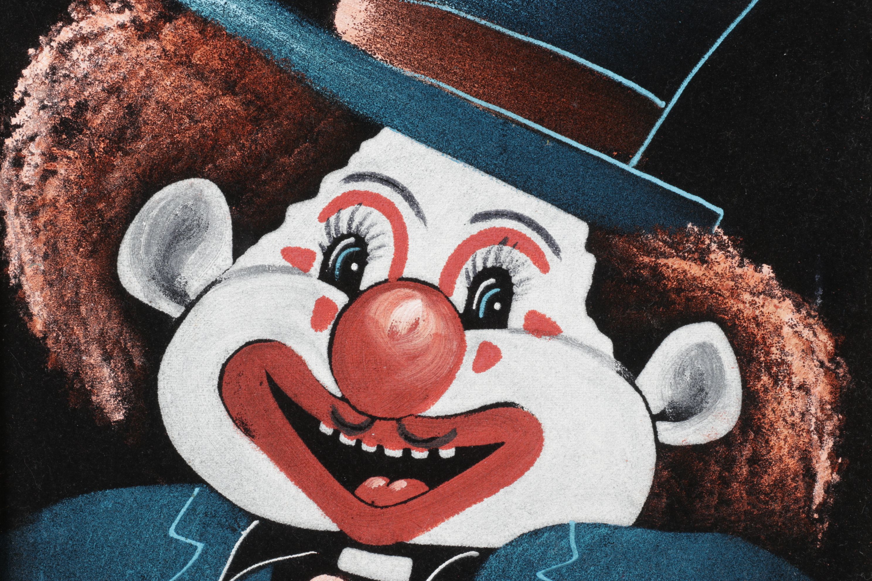 Acrylic Clown Portrait on Black Velvet