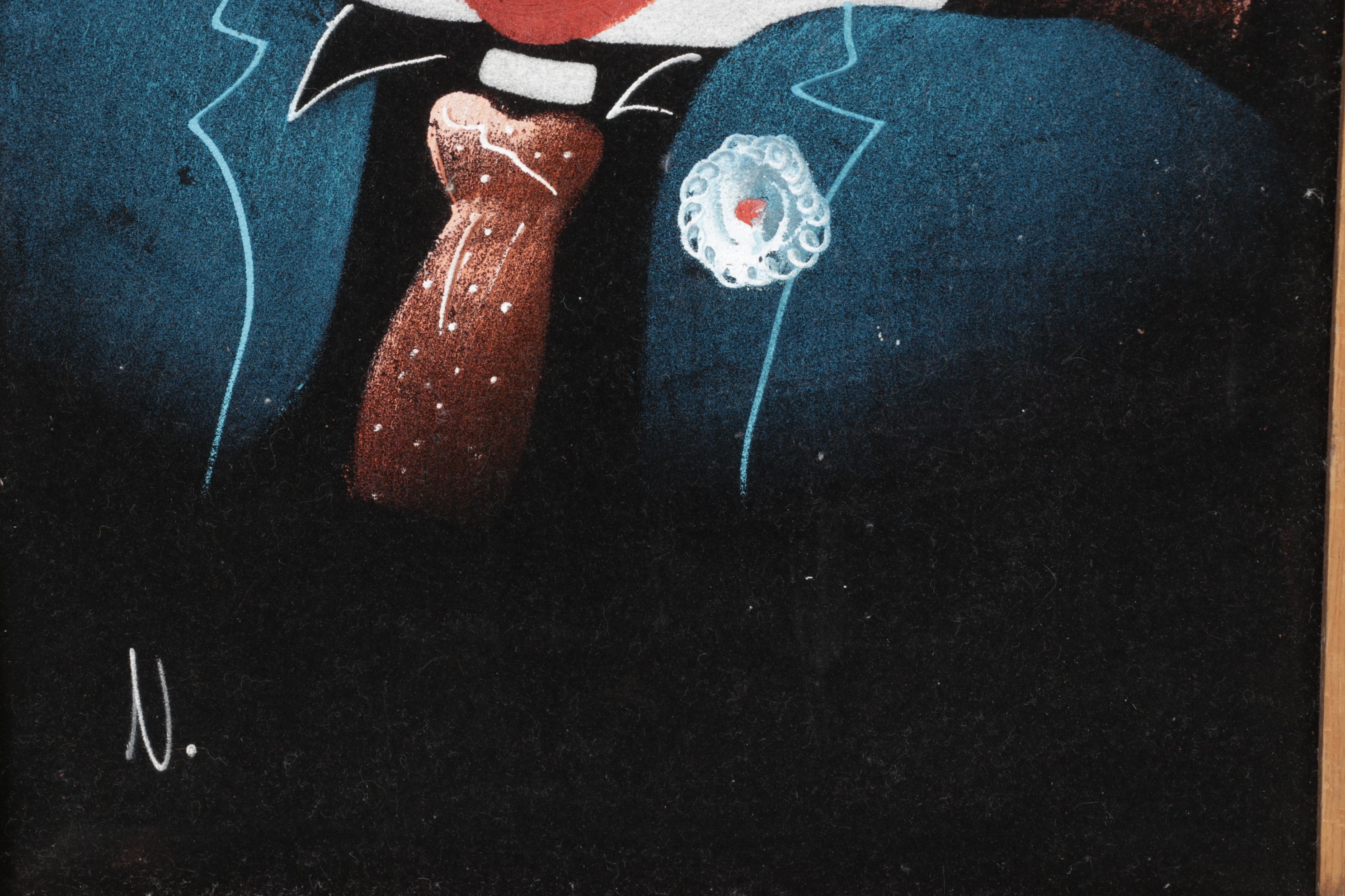 Acrylic Clown Portrait on Black Velvet