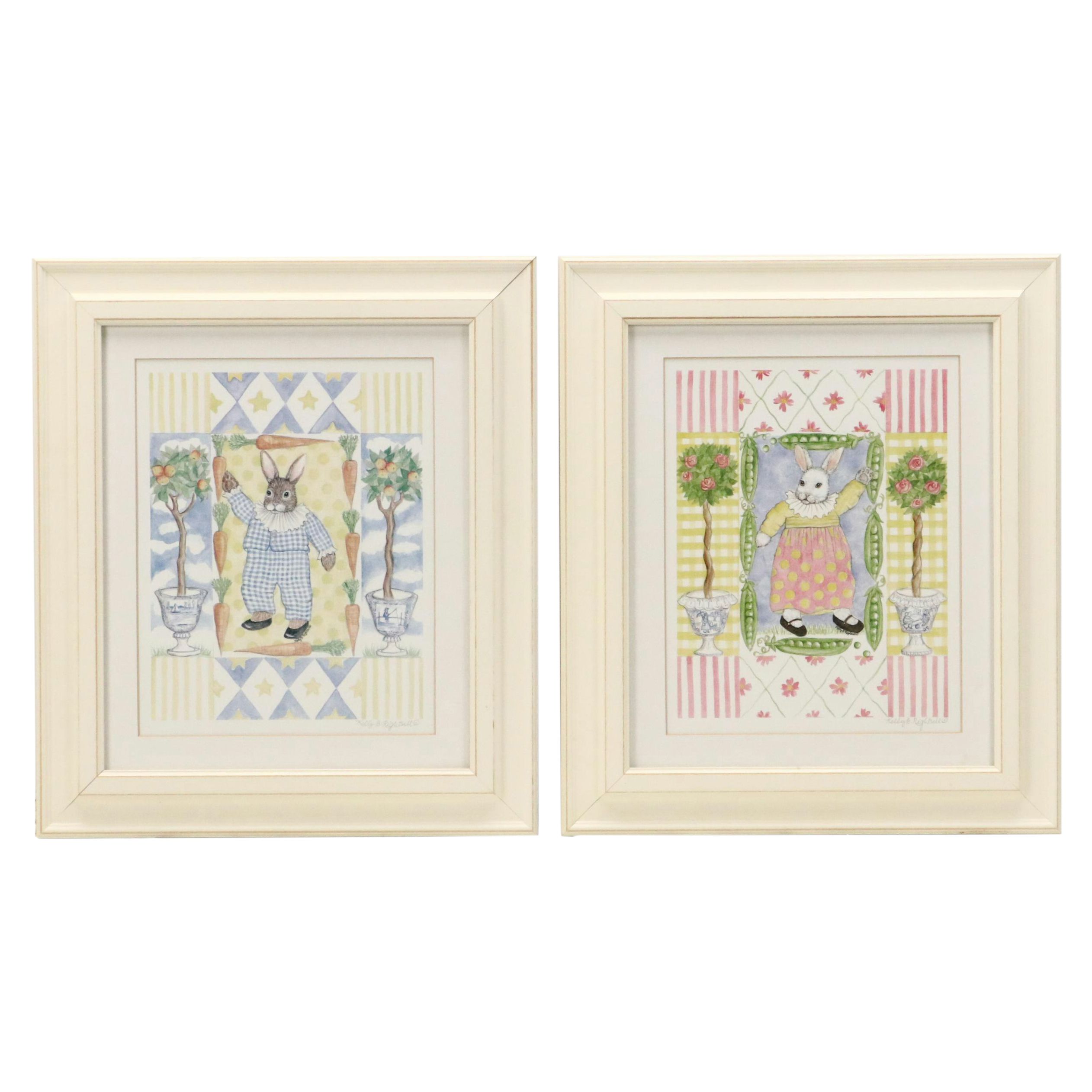 Kelly B. Rightsell Offset Lithographs of Anthropomorphic Rabbits