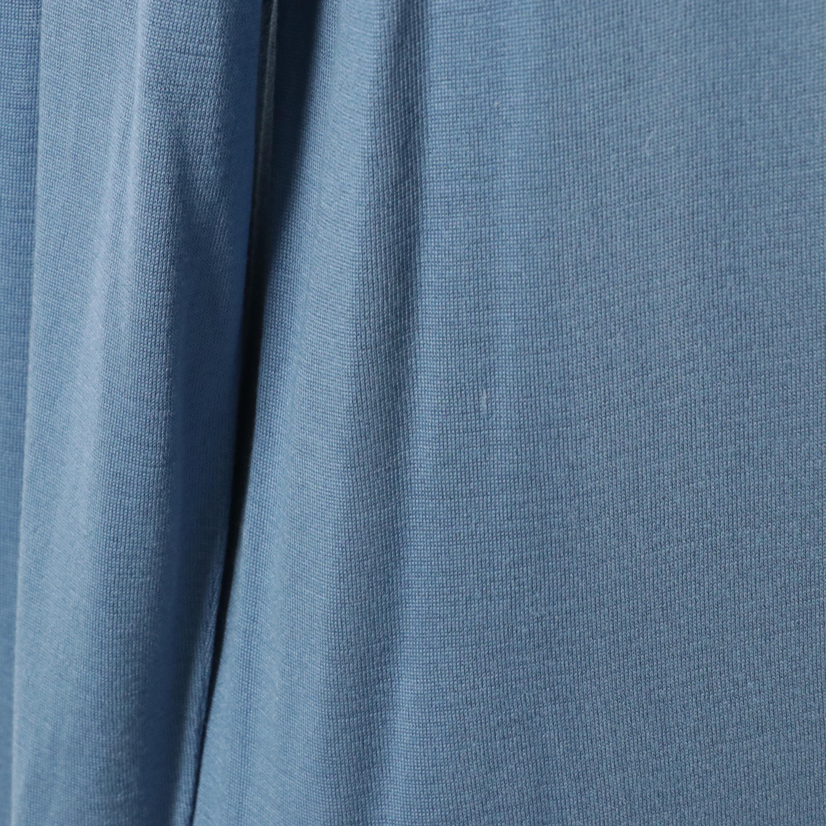 Men's Dolce & Gabbana Blue Silk Long Sleeve Pullover Sweater