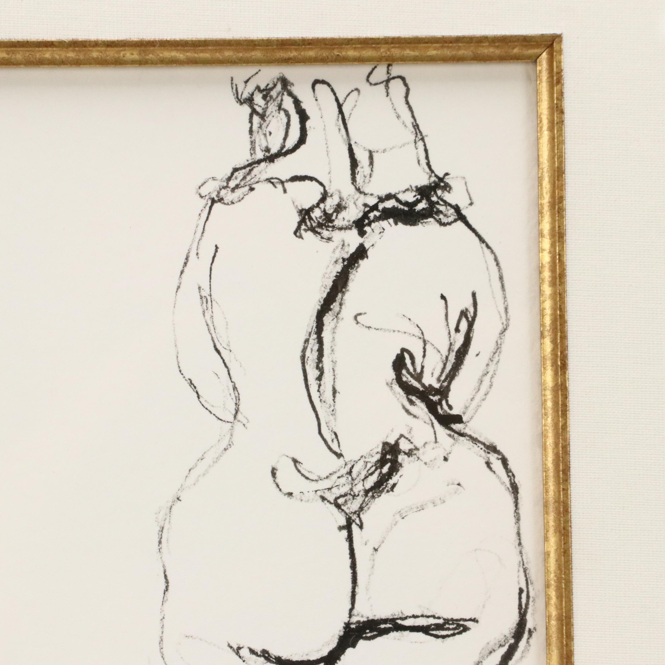 Shannon Smith Figurative Ink Drawing of Standing Nude, 1997