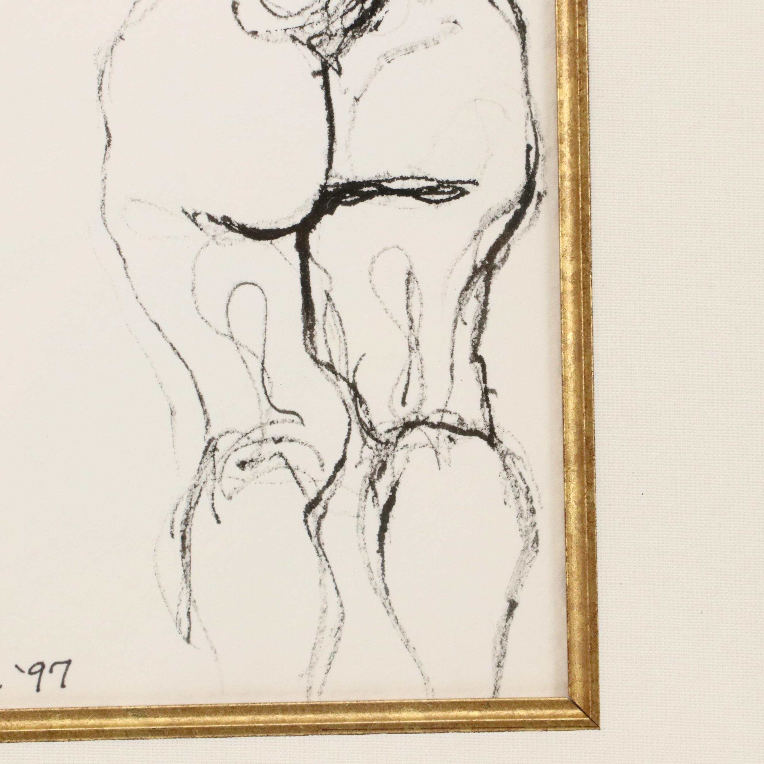 Shannon Smith Figurative Ink Drawing of Standing Nude, 1997