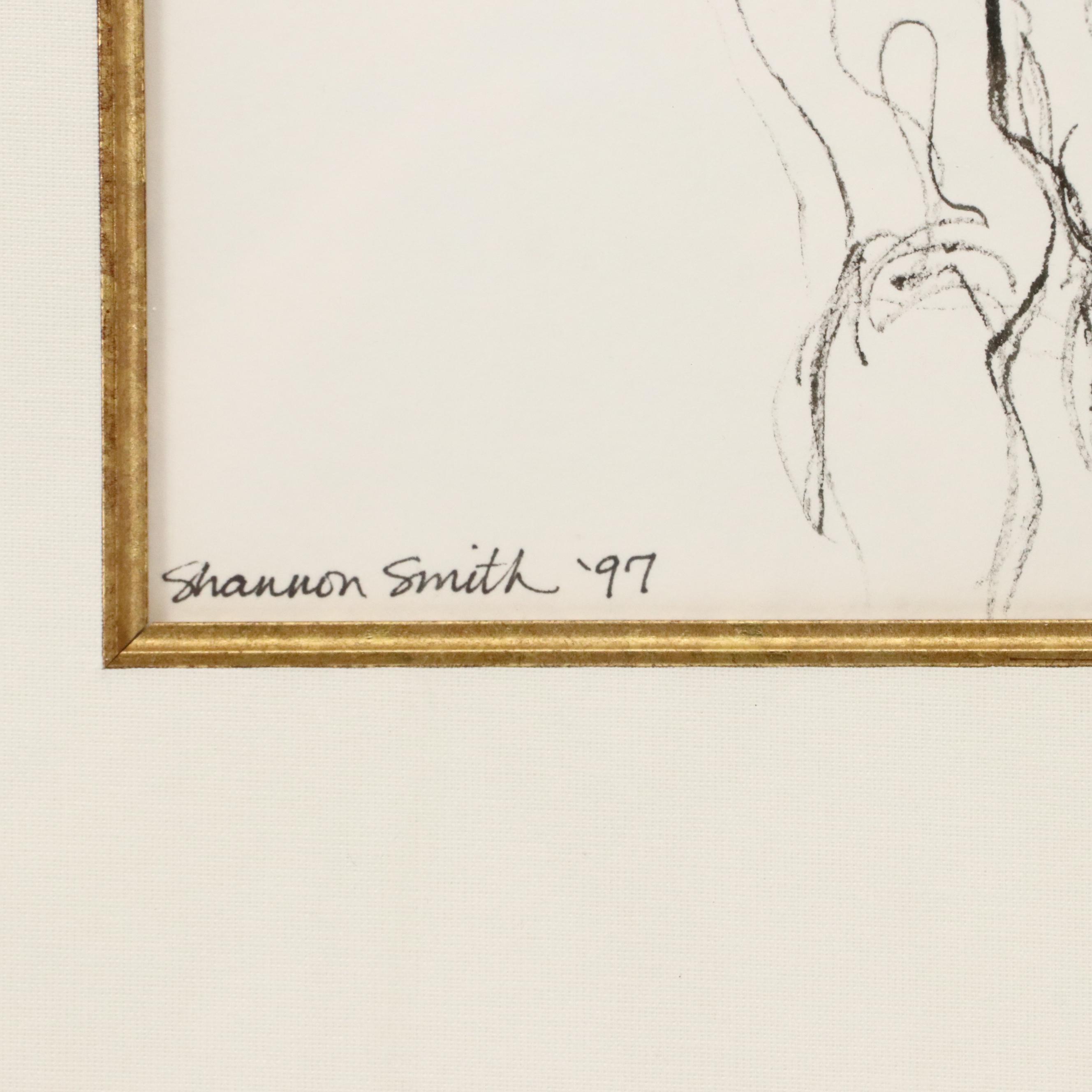 Shannon Smith Figurative Ink Drawing of Standing Nude, 1997