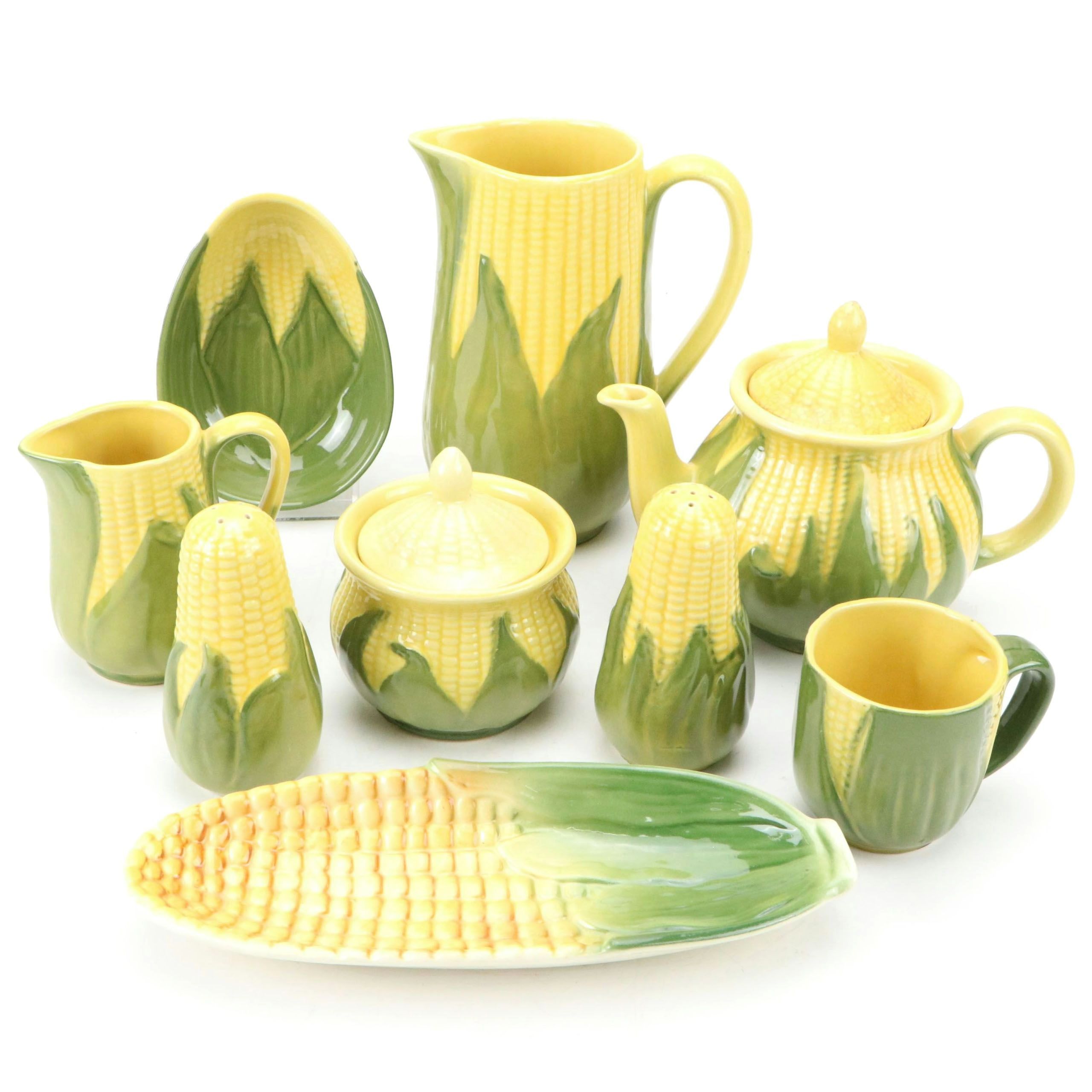 Shawnee "Corn King" Novelty Ceramic Serveware with Cardinal Corn Dish