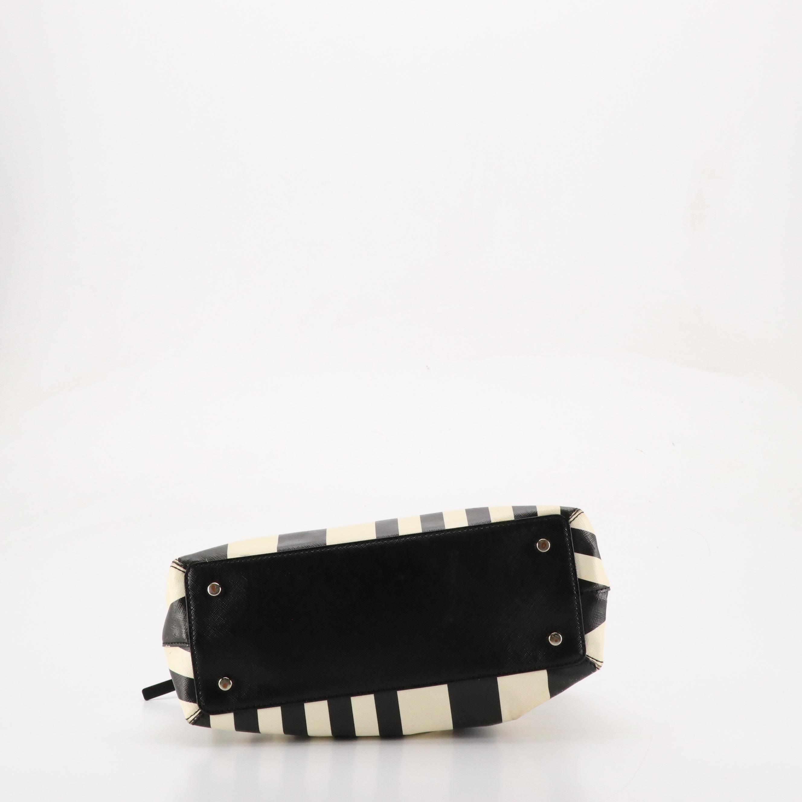 Kate Spade Green Leather Trimmed Hobo Bag, Striped Dome and Green Shoulder Tote