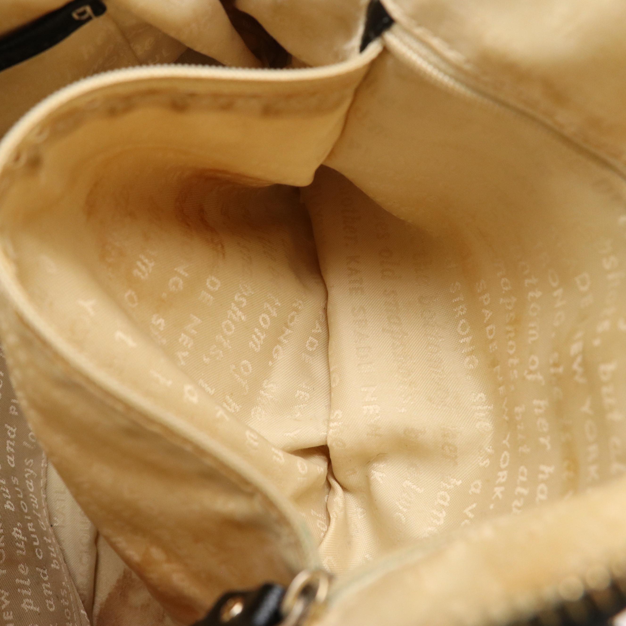 Kate Spade Green Leather Trimmed Hobo Bag, Striped Dome and Green Shoulder Tote