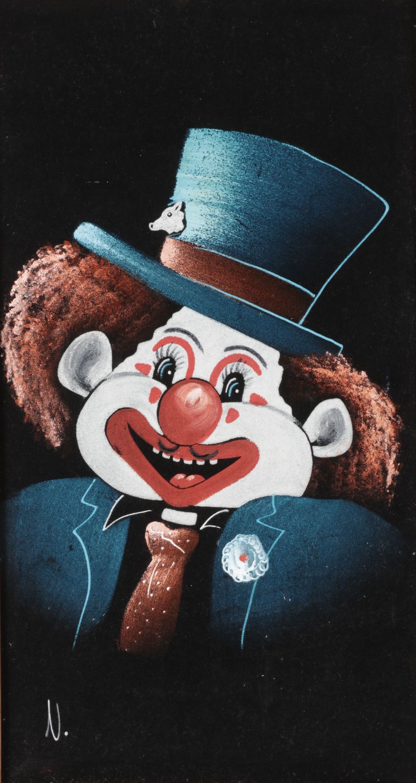 Acrylic Clown Portrait on Black Velvet