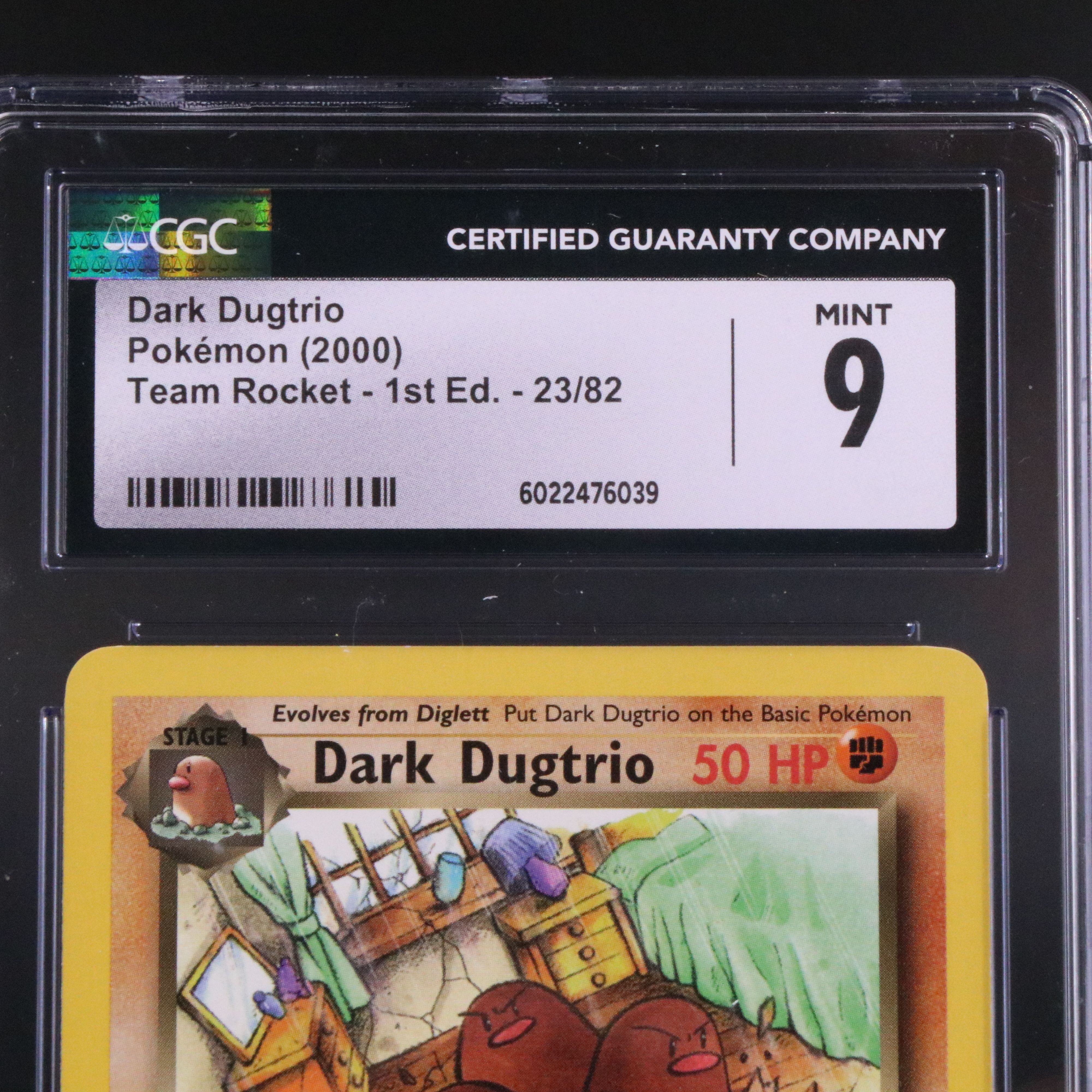 Team Rocket 1st Edition Dark Dugtrio Pokémon Card Graded CGC 9