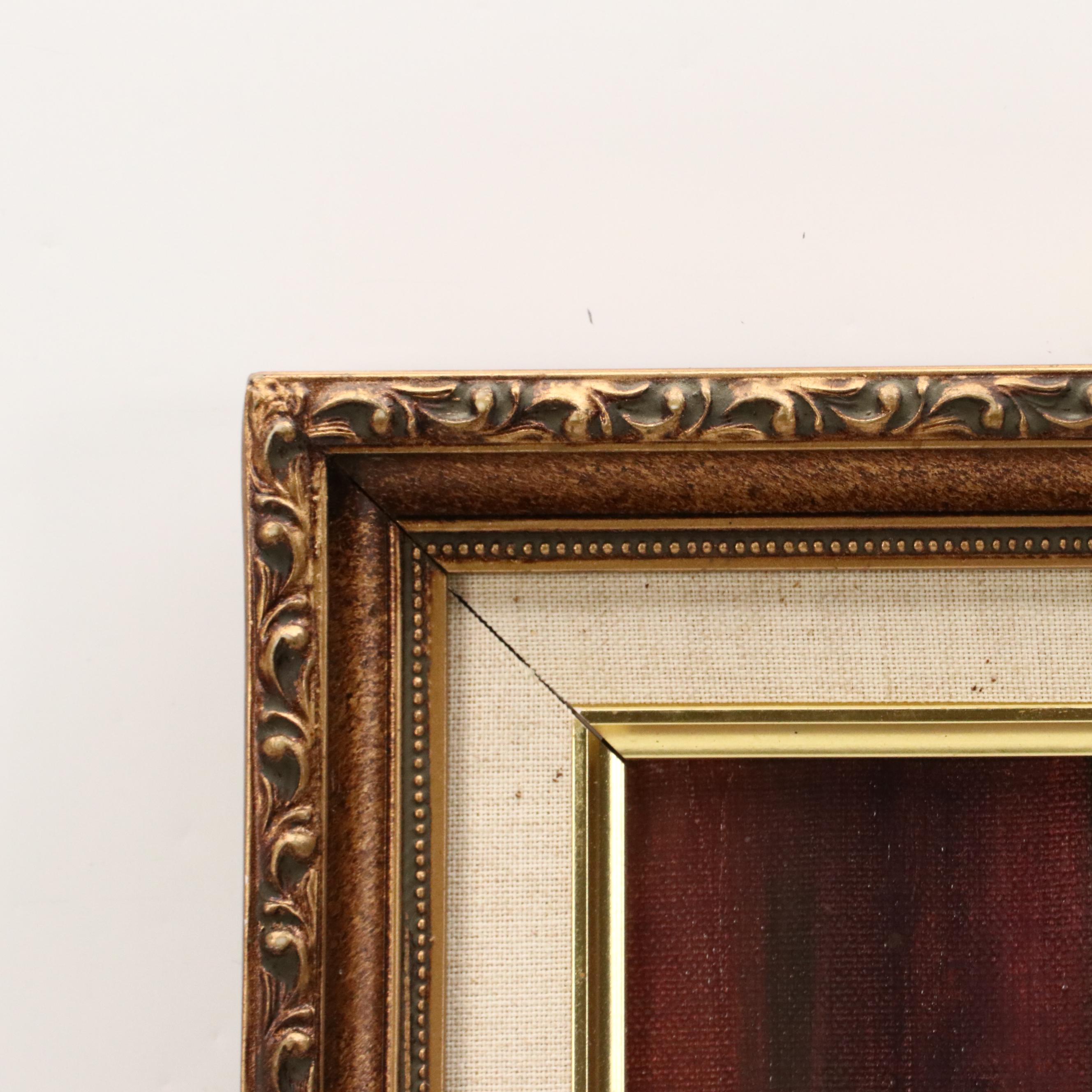 D. Langseder Still Life Oil Painting "Red Rhododendron," 1989