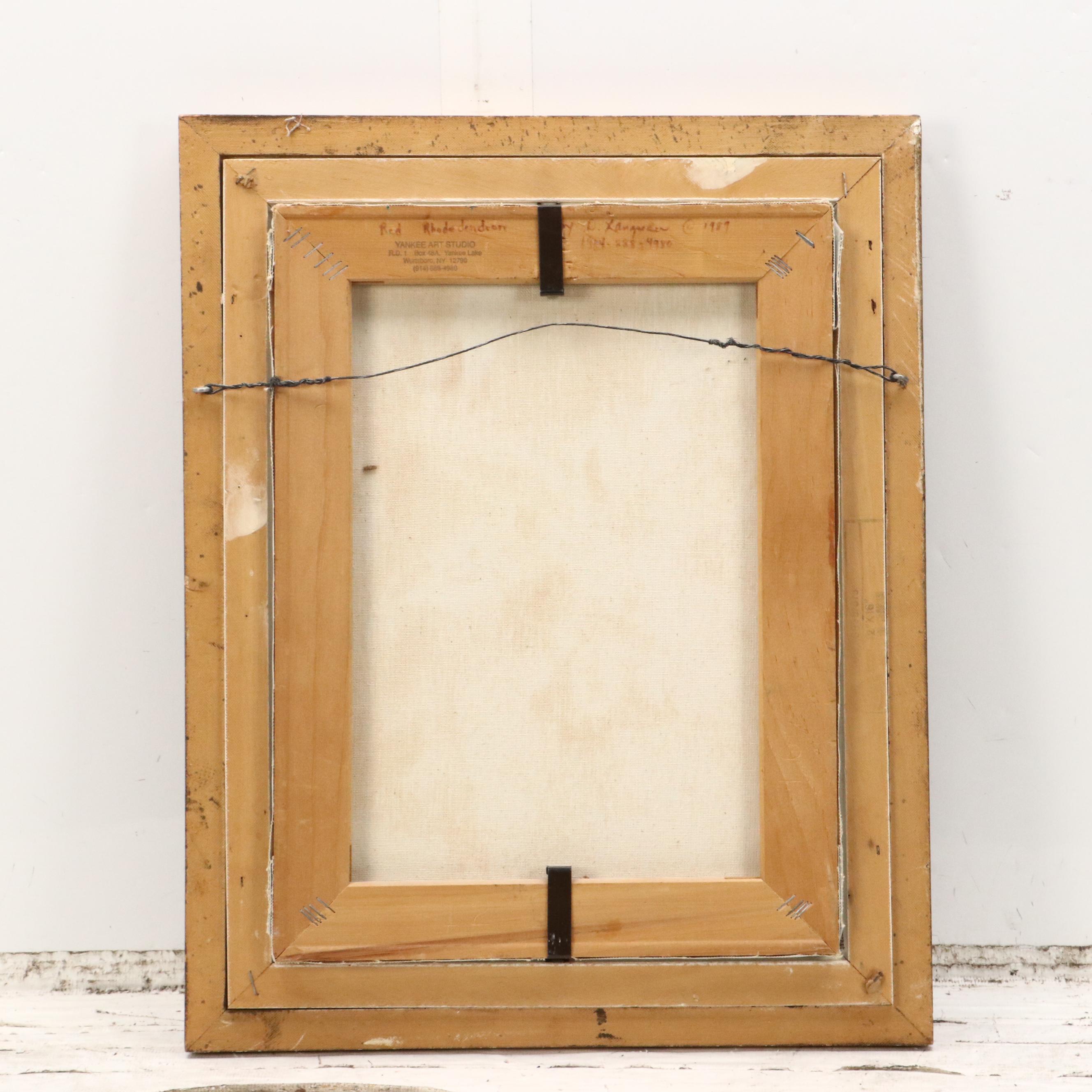 D. Langseder Still Life Oil Painting "Red Rhododendron," 1989