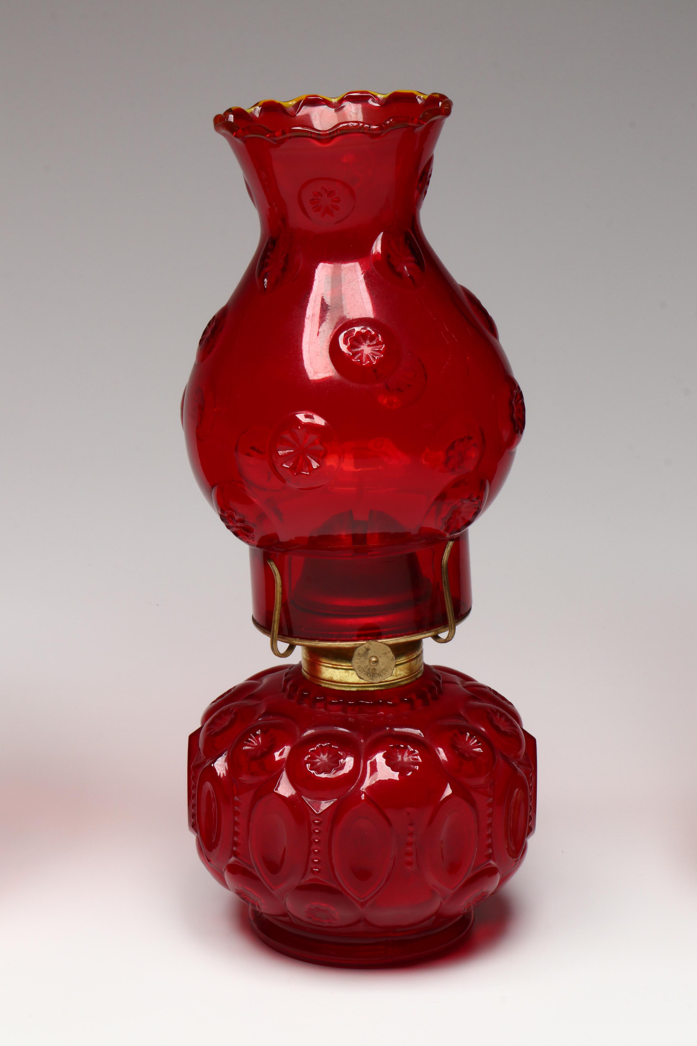 Impressed Cranberry Amber Carnival Glass Vases and Other Tableware