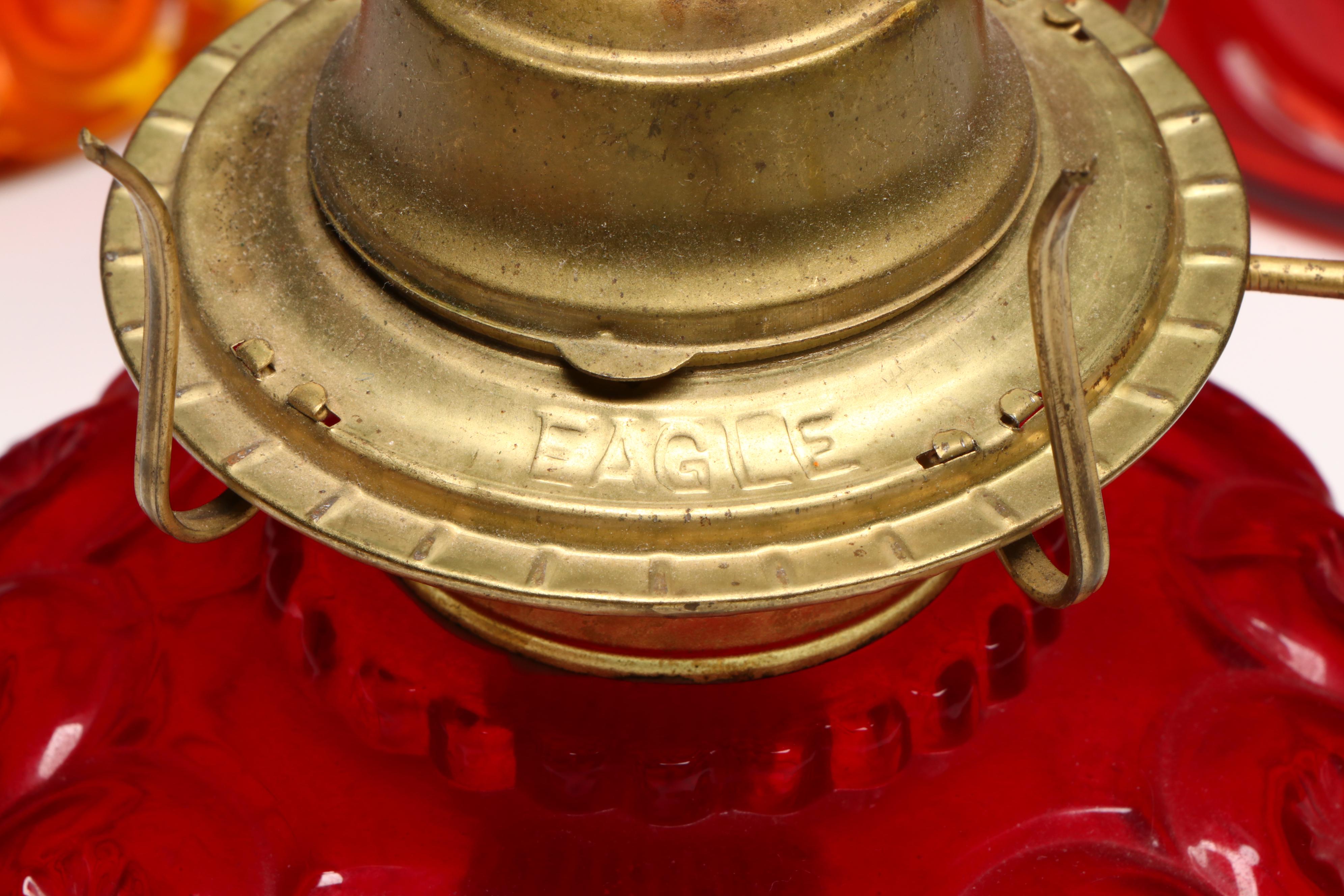 Impressed Cranberry Amber Carnival Glass Vases and Other Tableware