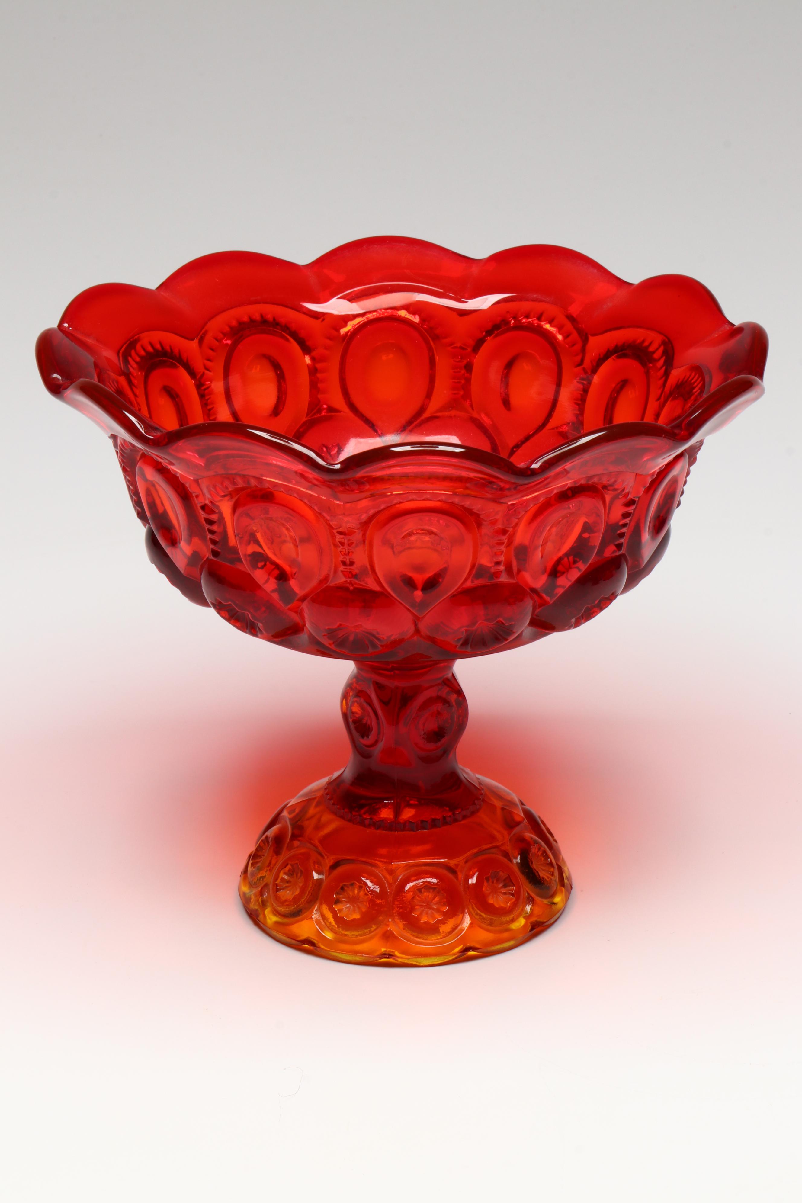 Impressed Cranberry Amber Carnival Glass Vases and Other Tableware